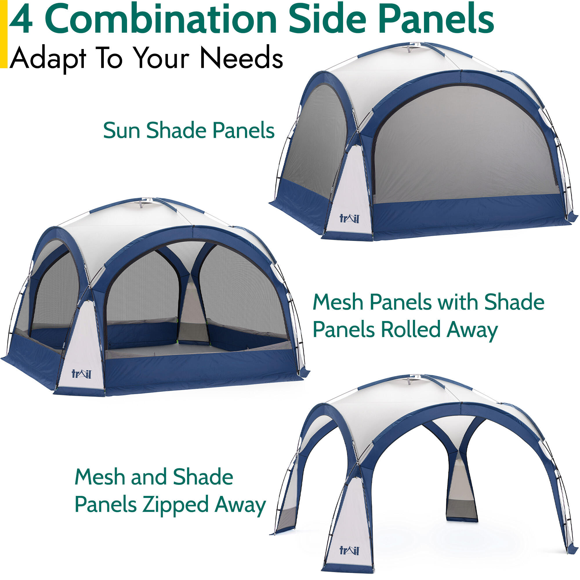 Dome Shelter with Sides Outdoor Event Camping Gazebo UV Waterproof 3.5m x 3.5m 3/7