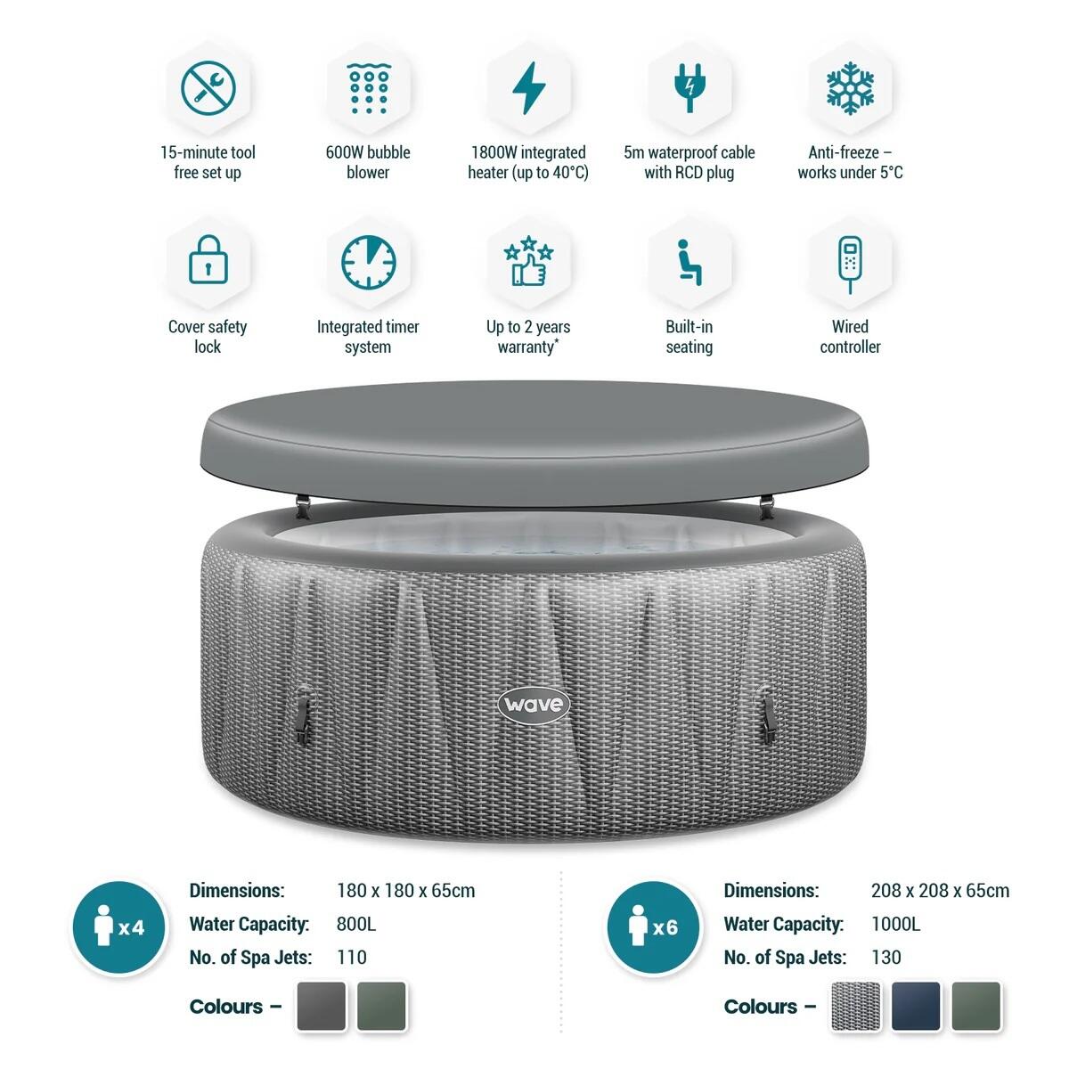 Wave Atlantic | 6-Person Inflatable Hot Tub | Integrated Heater 3/4