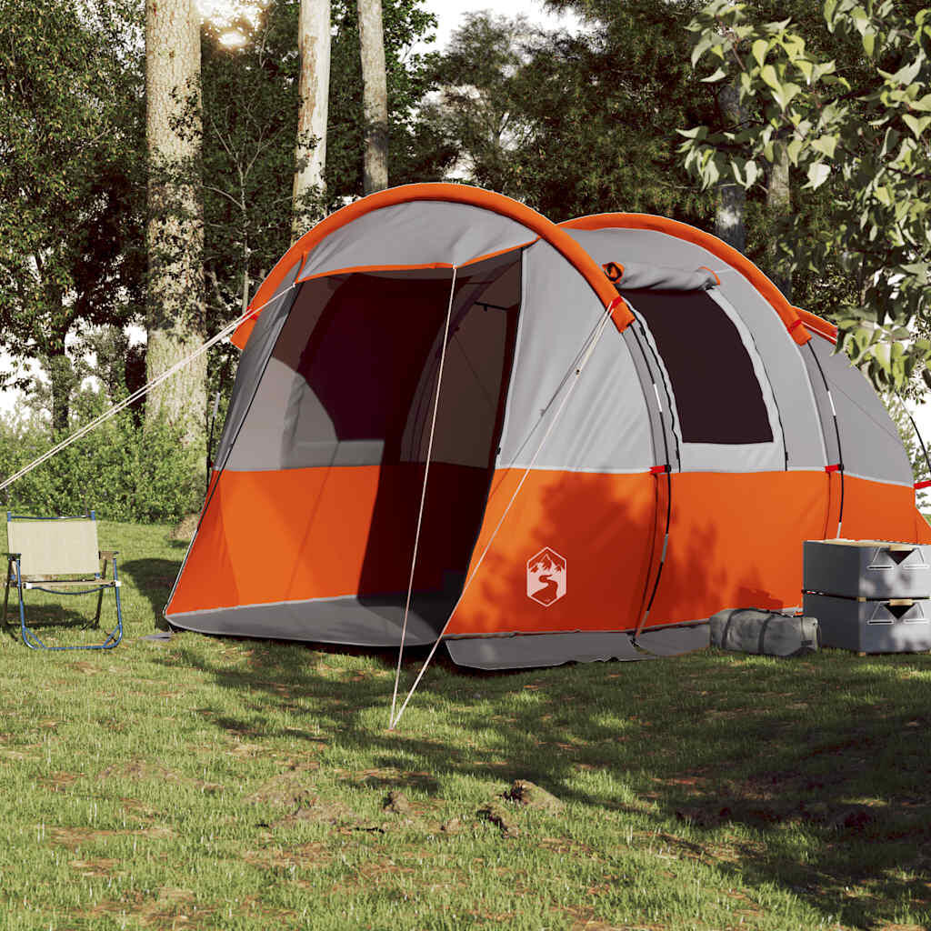 Tente Tunnel Vidaxl Étanche pour 4 Personnes en Gris et Orange 3/7