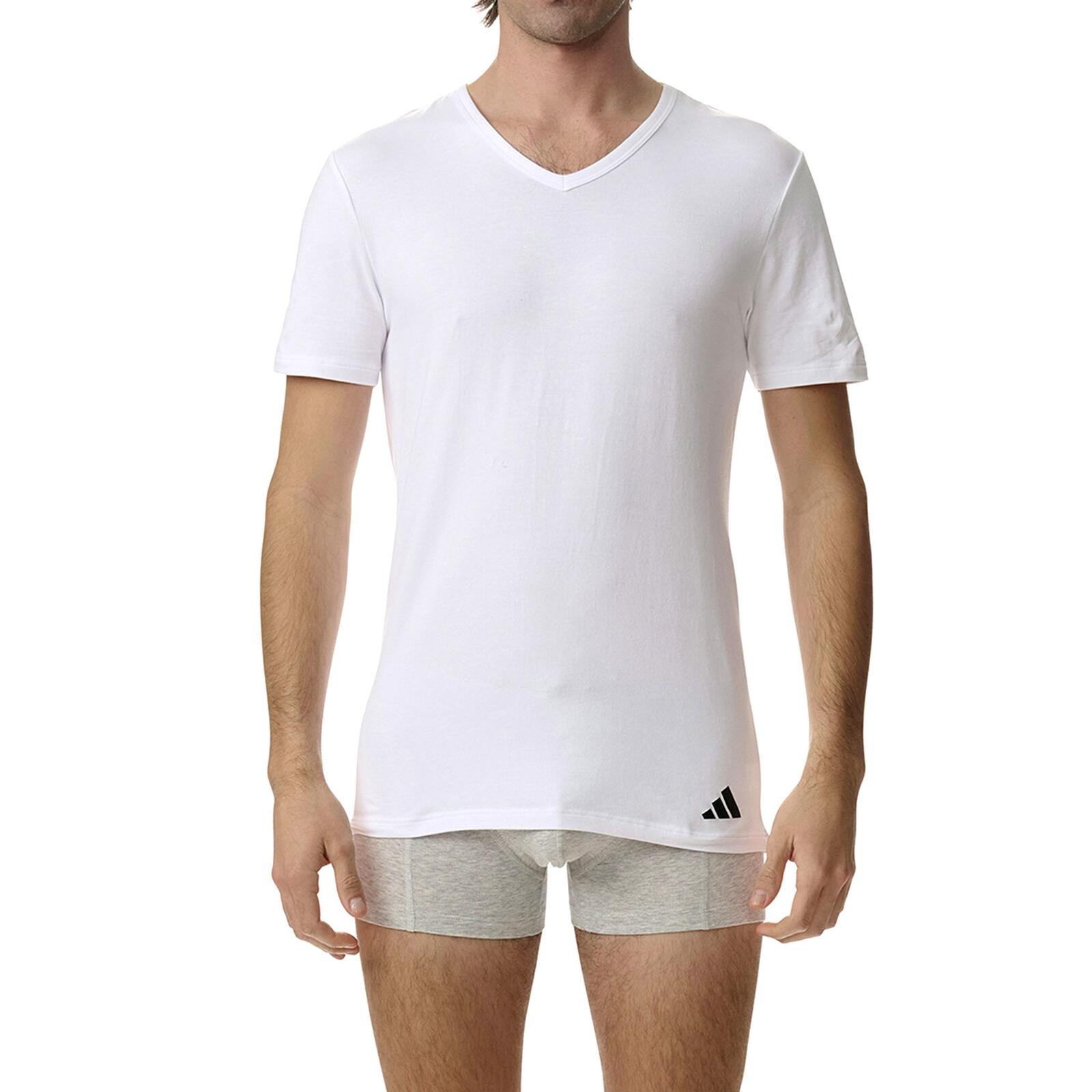 2 er Pack adidas V-Neck T-Shirt Herren V-Ausschnitt Baumwolle 4/6