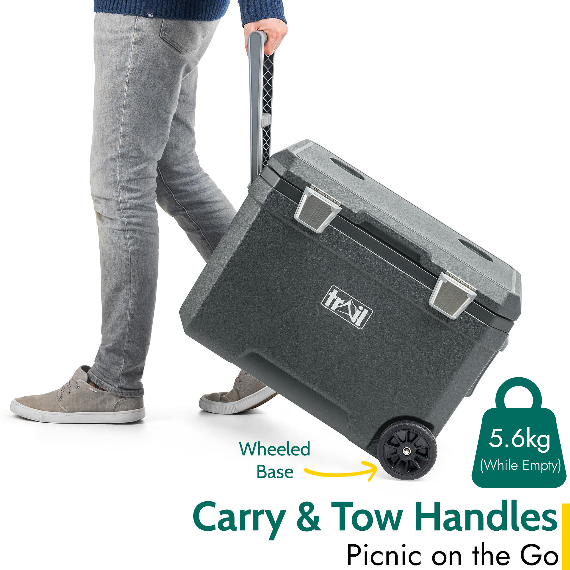 Large Cool Box on Wheels 45L Wheeled Insulated Hard Cooler Hot Cold Food Picnic 5/7