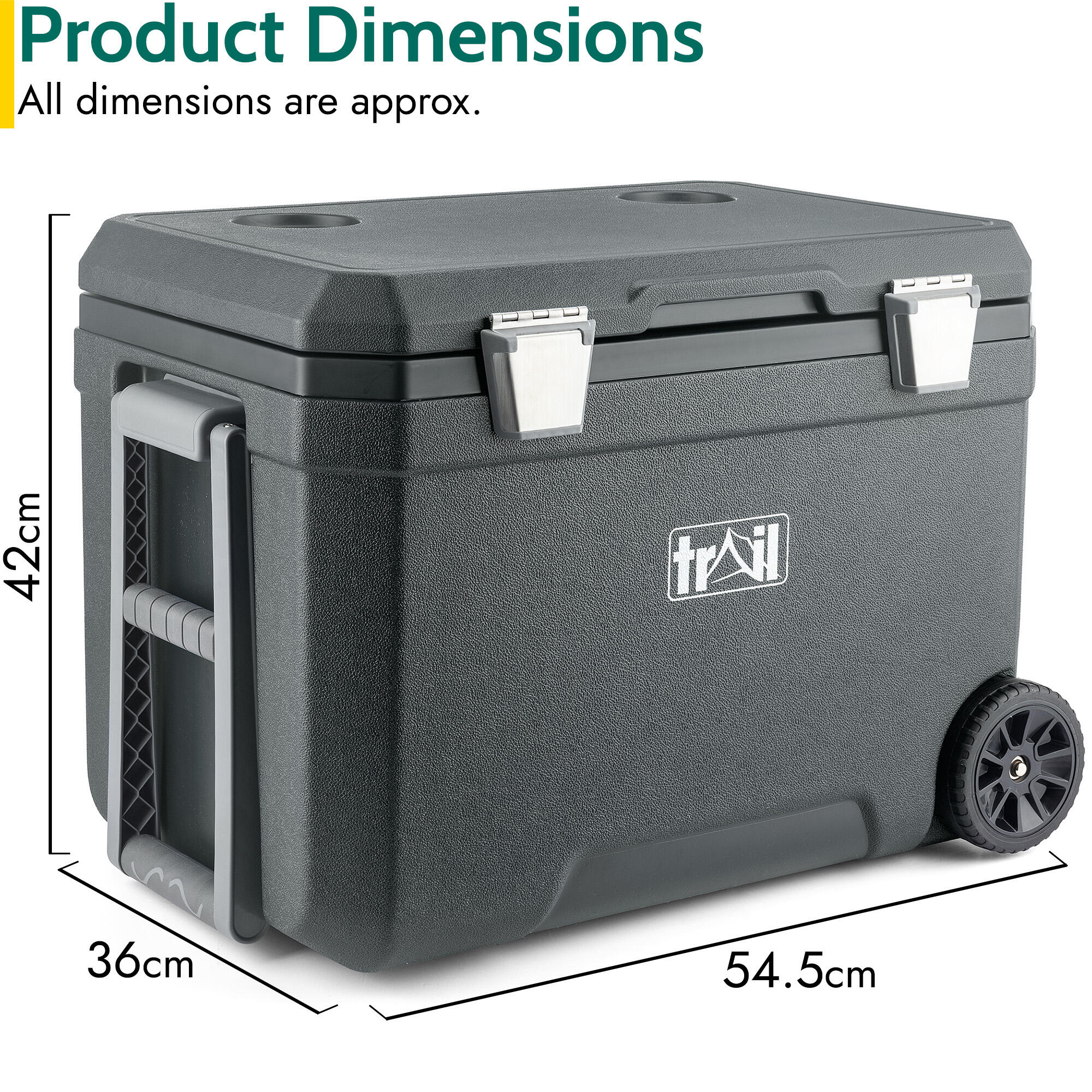Large Cool Box on Wheels 45L Wheeled Insulated Hard Cooler Hot Cold Food Picnic 7/7