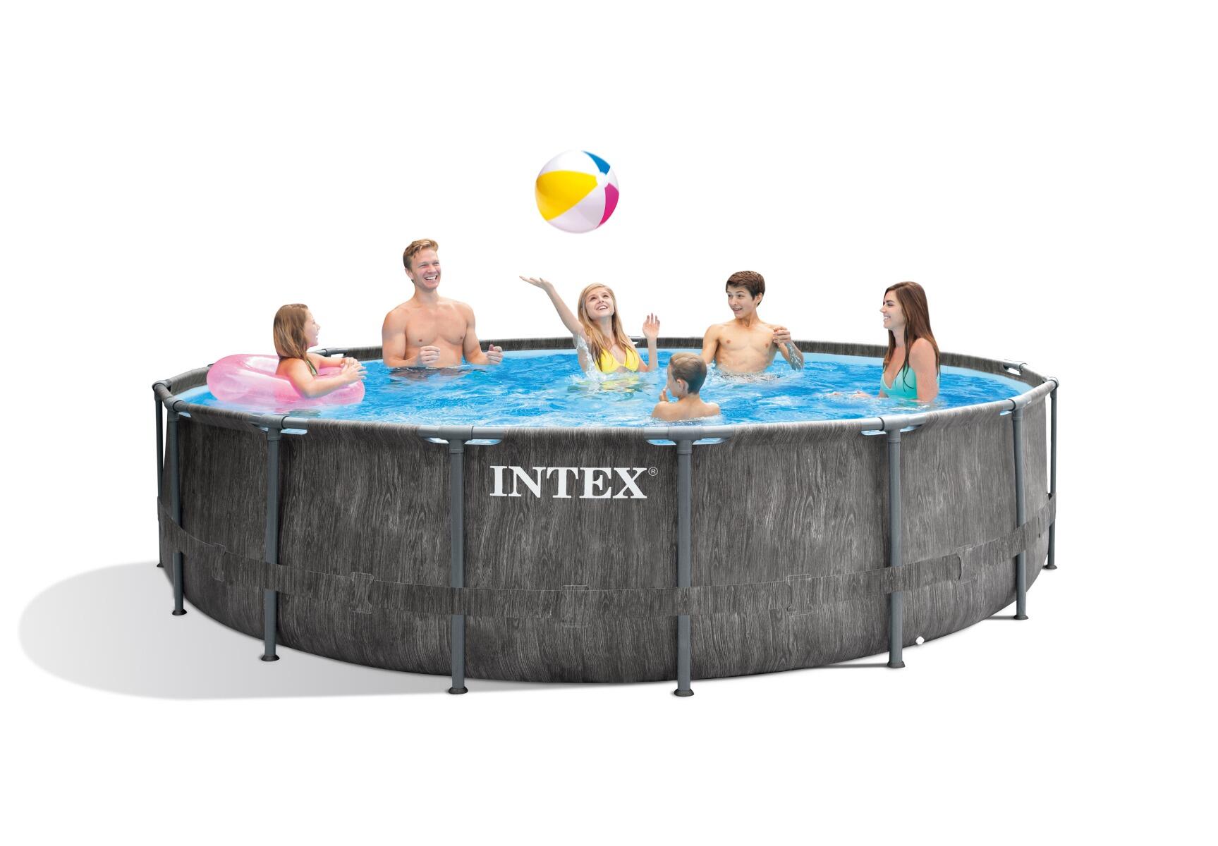 Ø 457 x 122 cm Intex Greywood Prism Frame zwembad set rond 5/5
