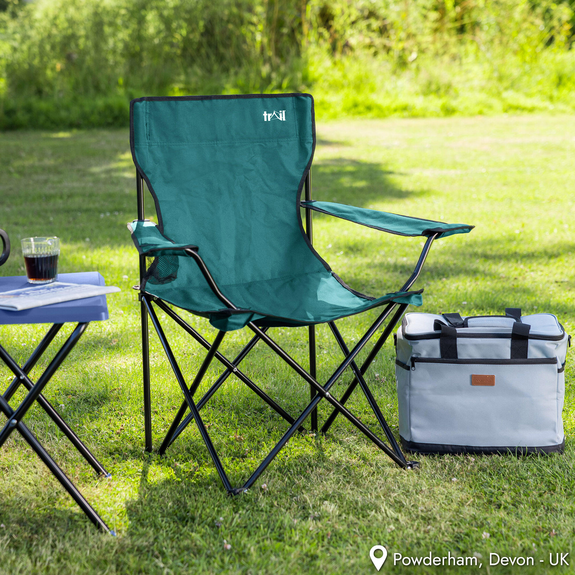 Folding Camping Chair Lightweight Portable With Cup Holder Fishing Outdoor Trail 2/7