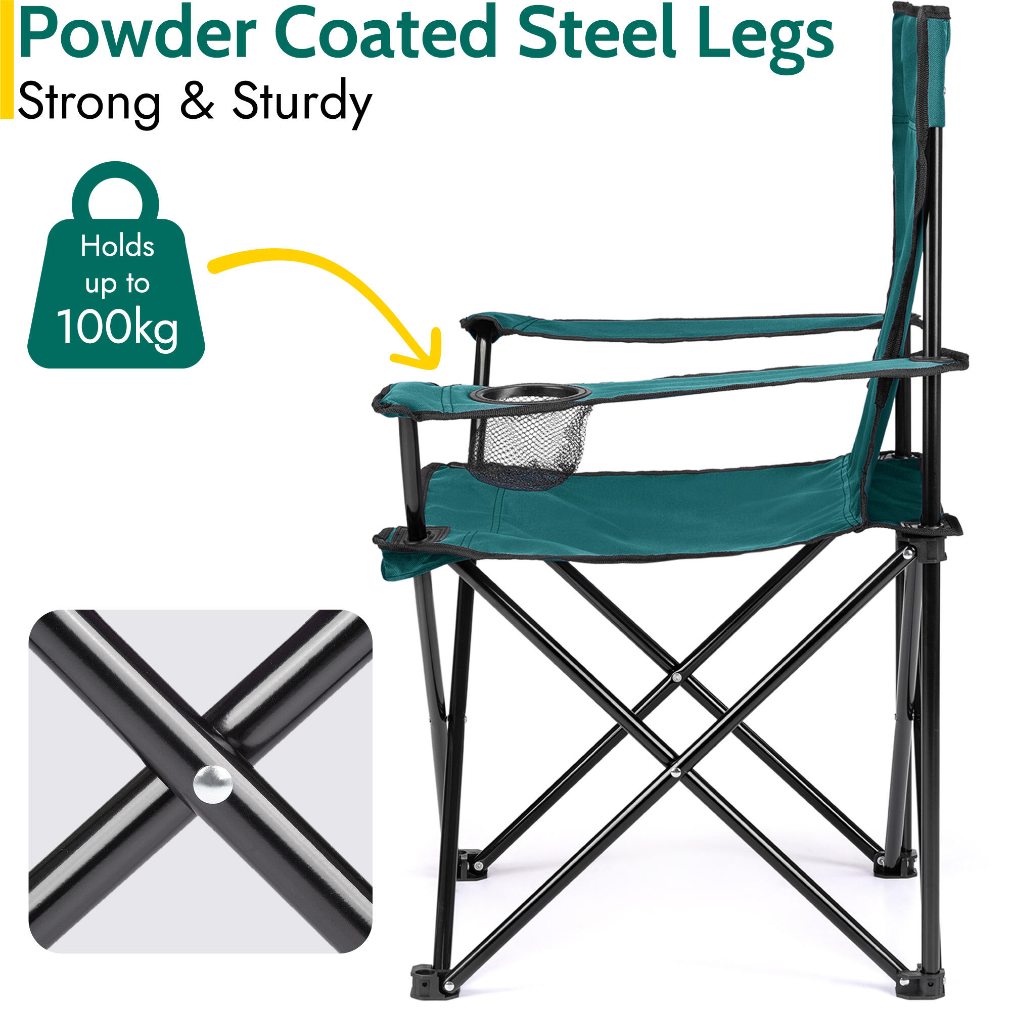 Folding Camping Chair Lightweight Portable With Cup Holder Fishing Outdoor Trail 4/7