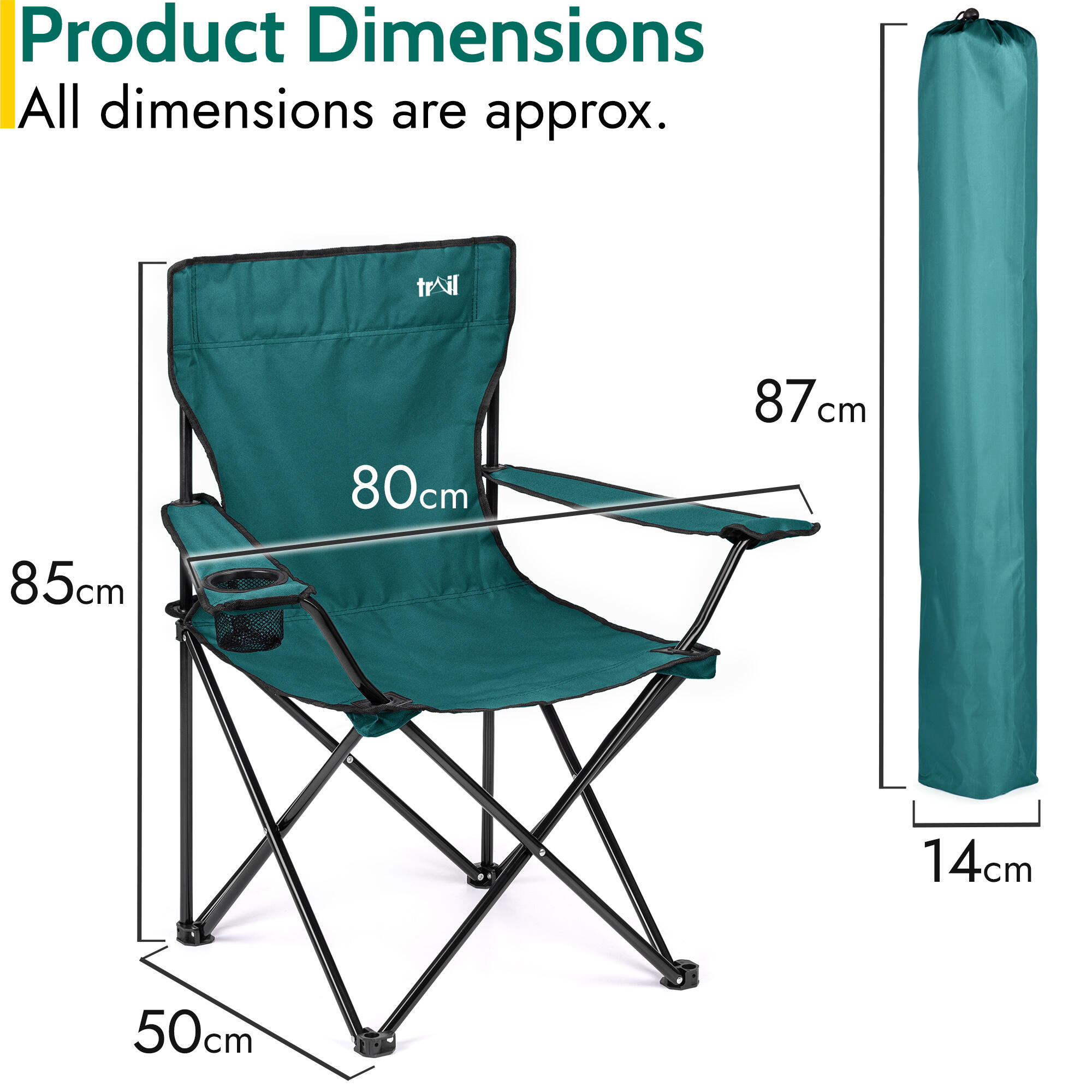 Folding Camping Chair Lightweight Portable With Cup Holder Fishing Outdoor Trail 3/7