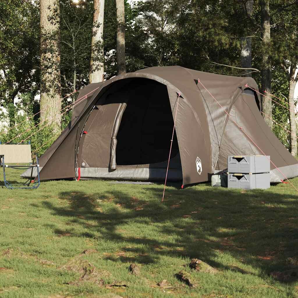 VidaXL Tenda a cupola 6 persone impermeabile marrone 3/4