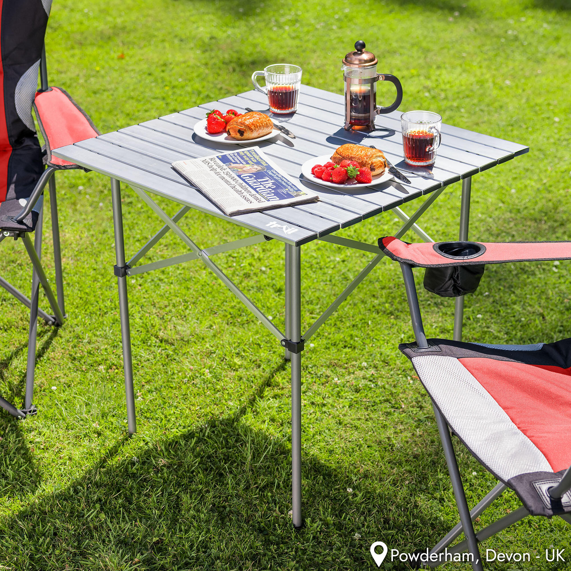 Trail Aluminium Folding Table Roll Top Camping Beach Picnic Lightweight with Bag 2/7