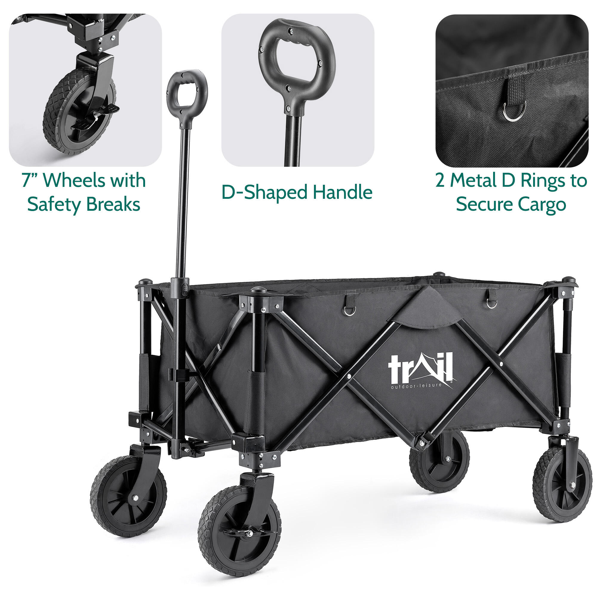 Trail Camping Festival Trolley Folding Beach Cart Garden Wagon Heavy Duty 80kg 6/7