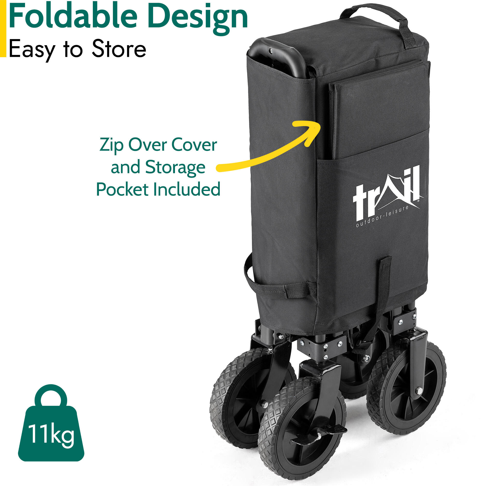 Trail Camping Festival Trolley Folding Beach Cart Garden Wagon Heavy Duty 80kg 5/7