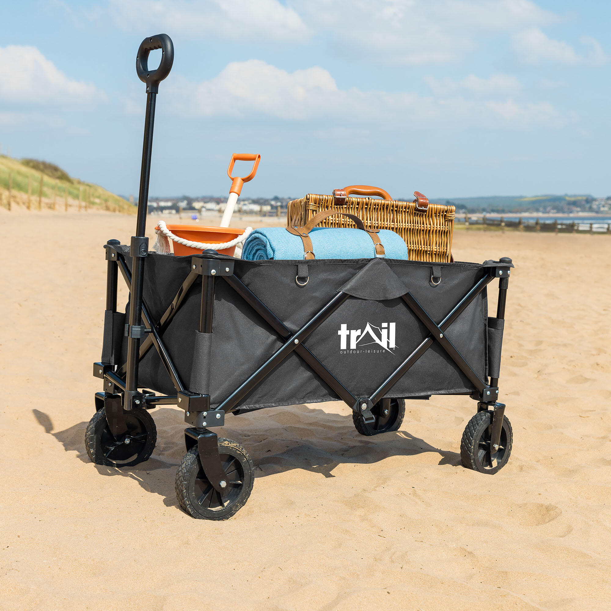 Trail Camping Festival Trolley Folding Beach Cart Garden Wagon Heavy Duty 80kg 2/7