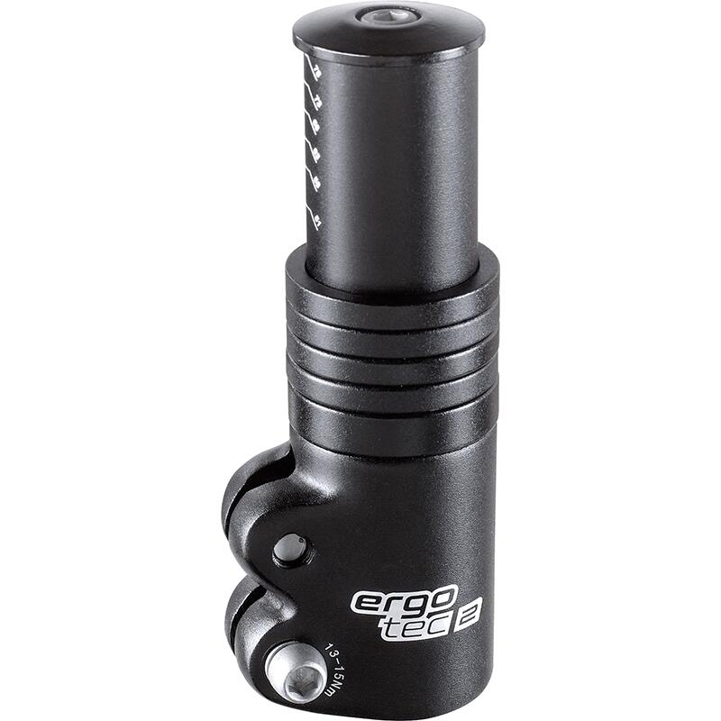 Ergotec Ahead Stem Extender 1-1/8" AL6061 T6 — Adjustable 51–78 mm, Black.