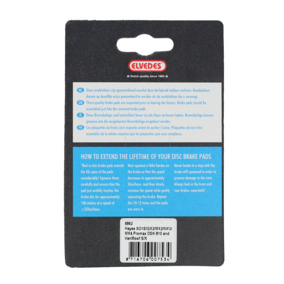 Plaquettes de frein à disque Elvedes pour Hayes Sole Hydr. QD1204A