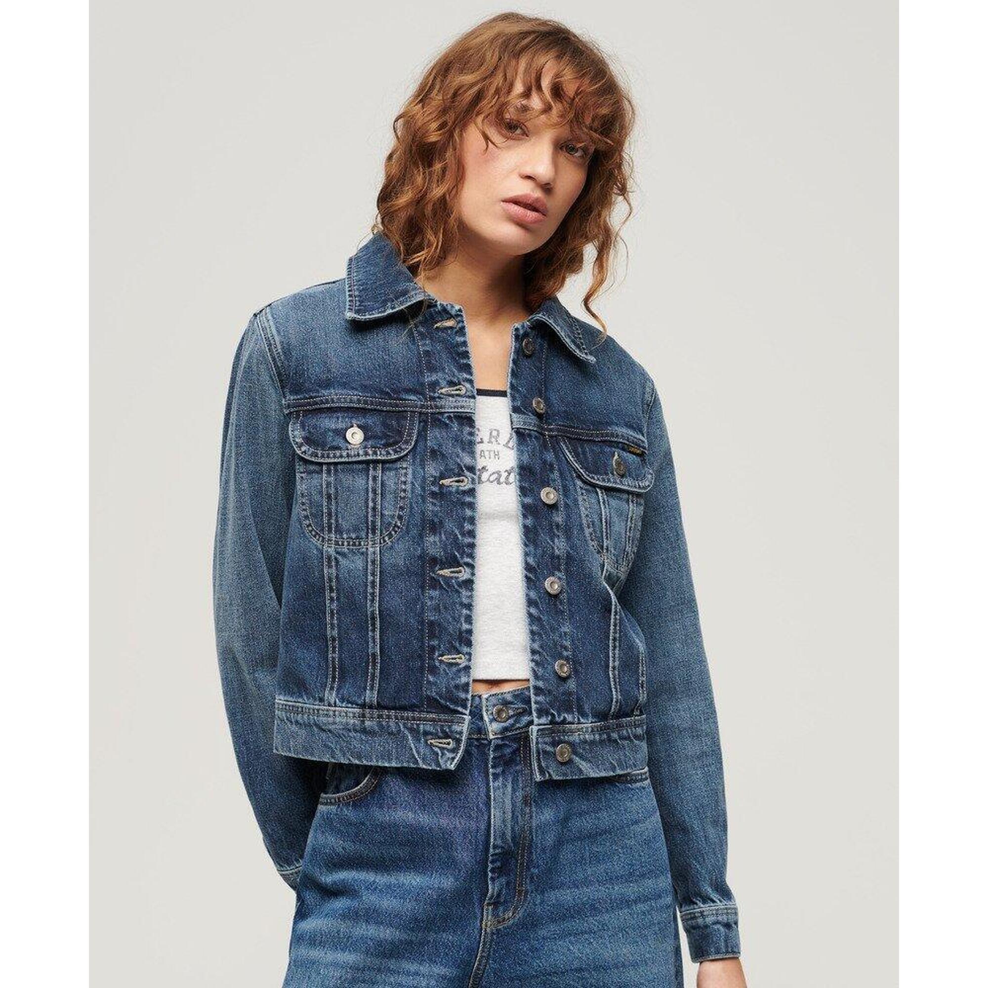 Superdry - Veste En Jean Slim Pour Femme - Maillot Manches Longues - Bleu - Decathlon