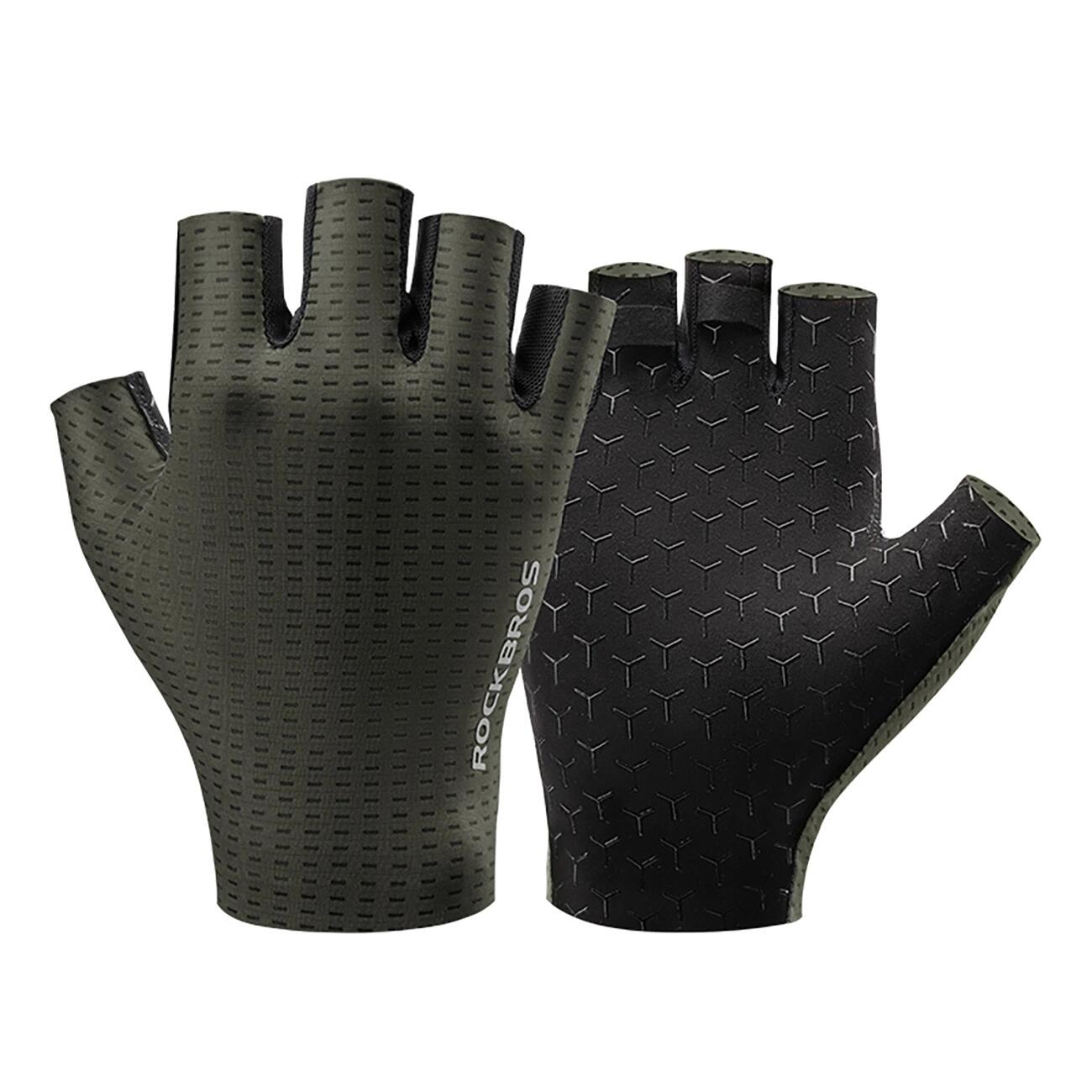 ROCKBROS Rockbros Atmungsaktive Kurzfinger-Fahrradhandschuhe - Grün
