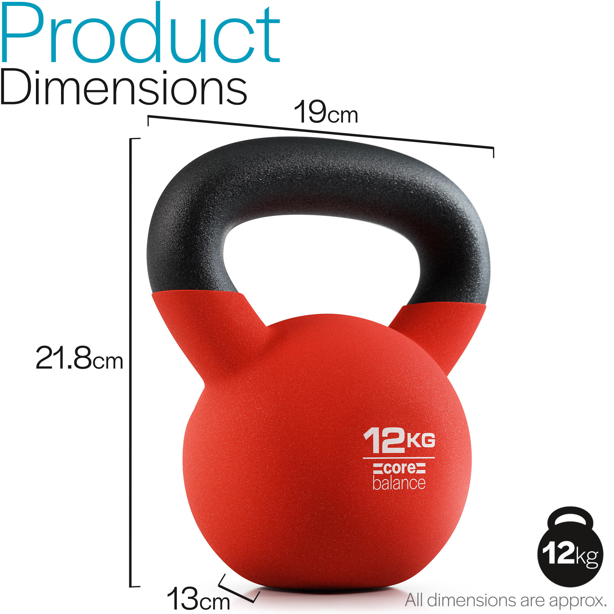 Cast Iron Kettlebell Weight Neoprene Coated Home Gym Fitness Core Balance 4-20kg 6/6