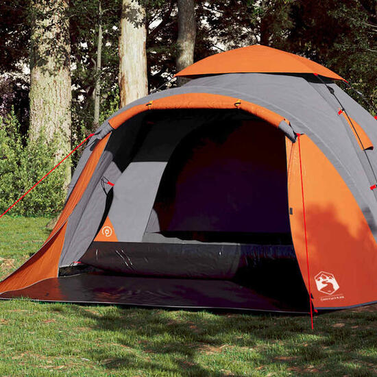 VidaXL Tente Dome 3 Personnes - Gris et Orange