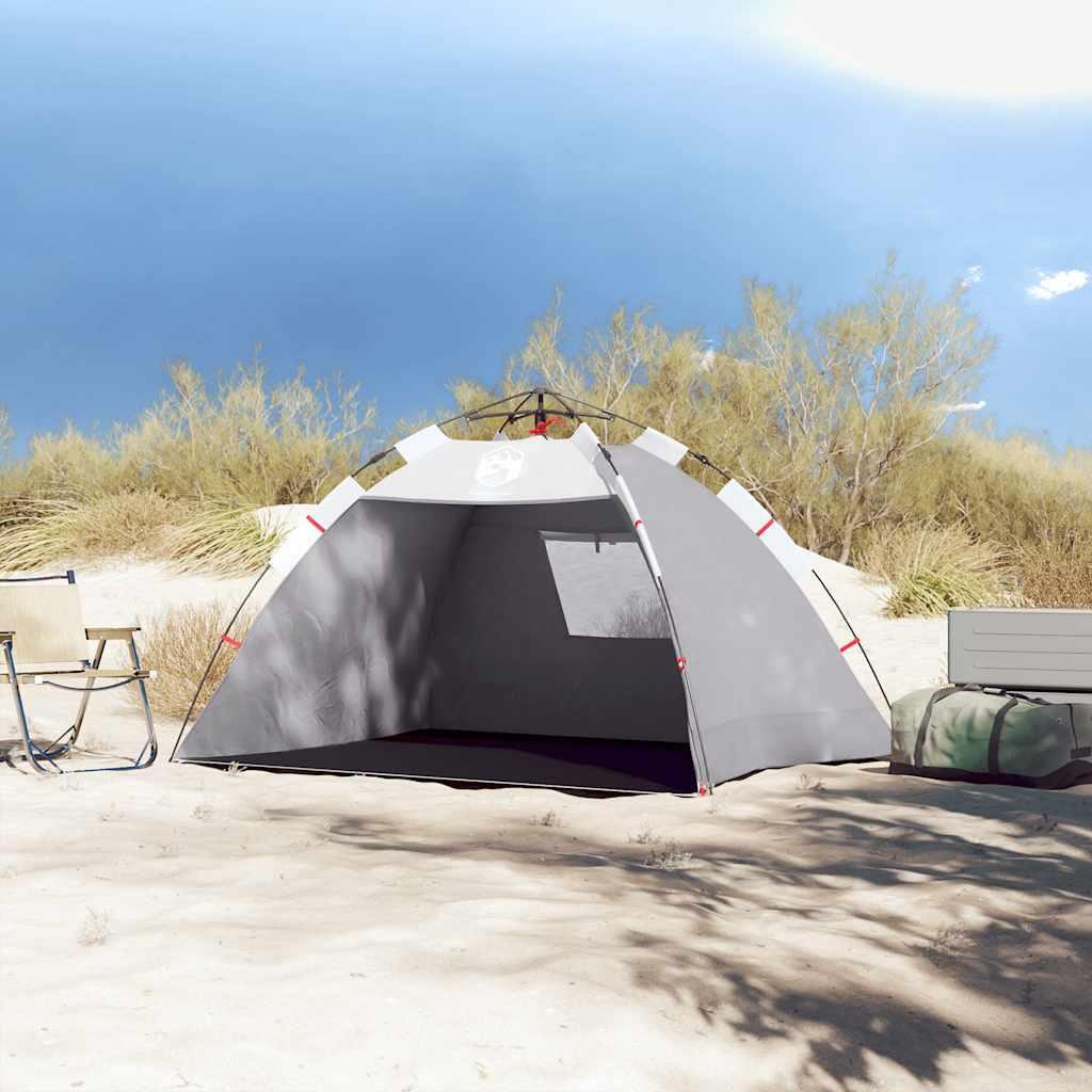 VidaXL Strandzelt 2 Personen wasserdicht Schnellverschluss grau 3/7