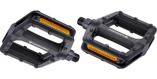 MERIDA Plattformpedale LOW aus Nylon 1 Paar mit abnehmbare Reflektoren schwar...