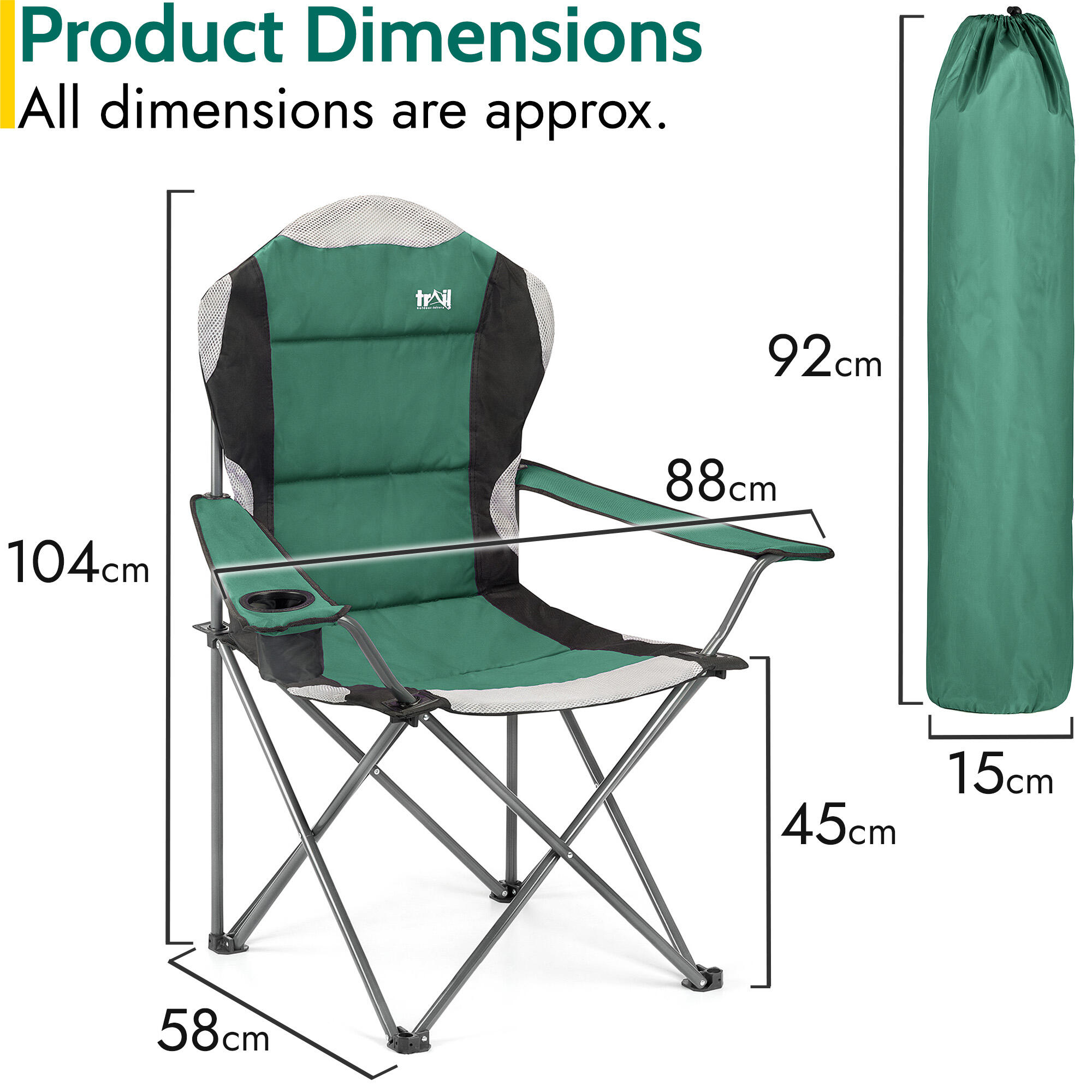 Folding Camping Chair Deluxe Padded High Back Portable Garden Fishing Trail 7/7