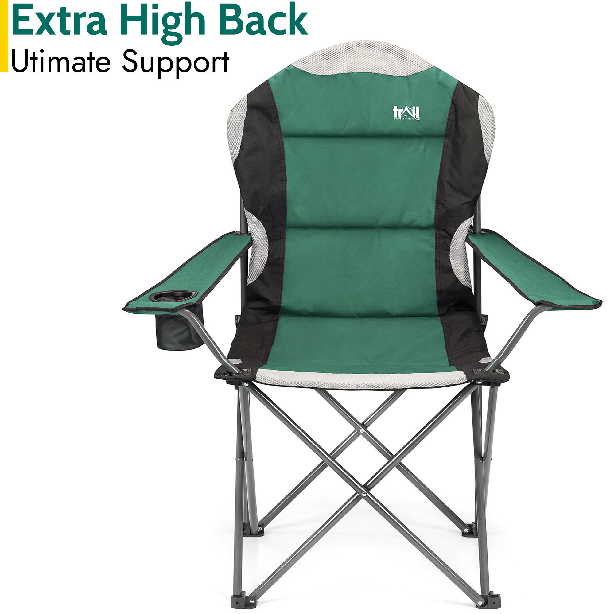 Folding Camping Chair Deluxe Padded High Back Portable Garden Fishing Trail 5/7