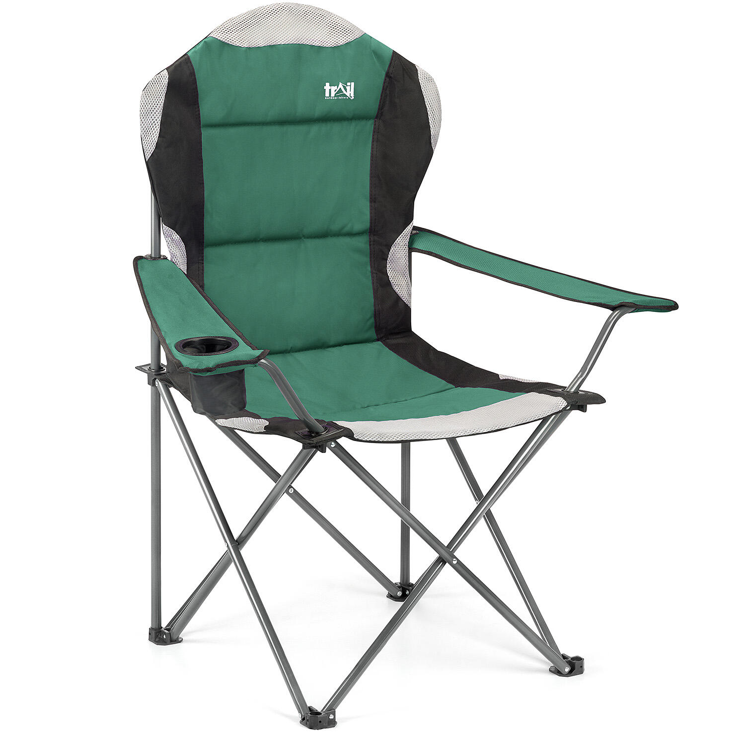 TRAIL OUTDOOR LEISURE Folding Camping Chair Deluxe Padded High Back Portable Garden Fishing Trail