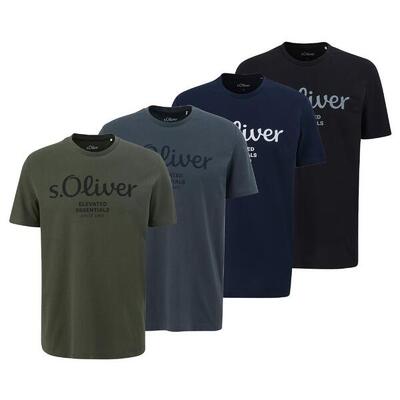T-Shirt Herren 4er Pack Bequem sitzend-Logo T-Shirt