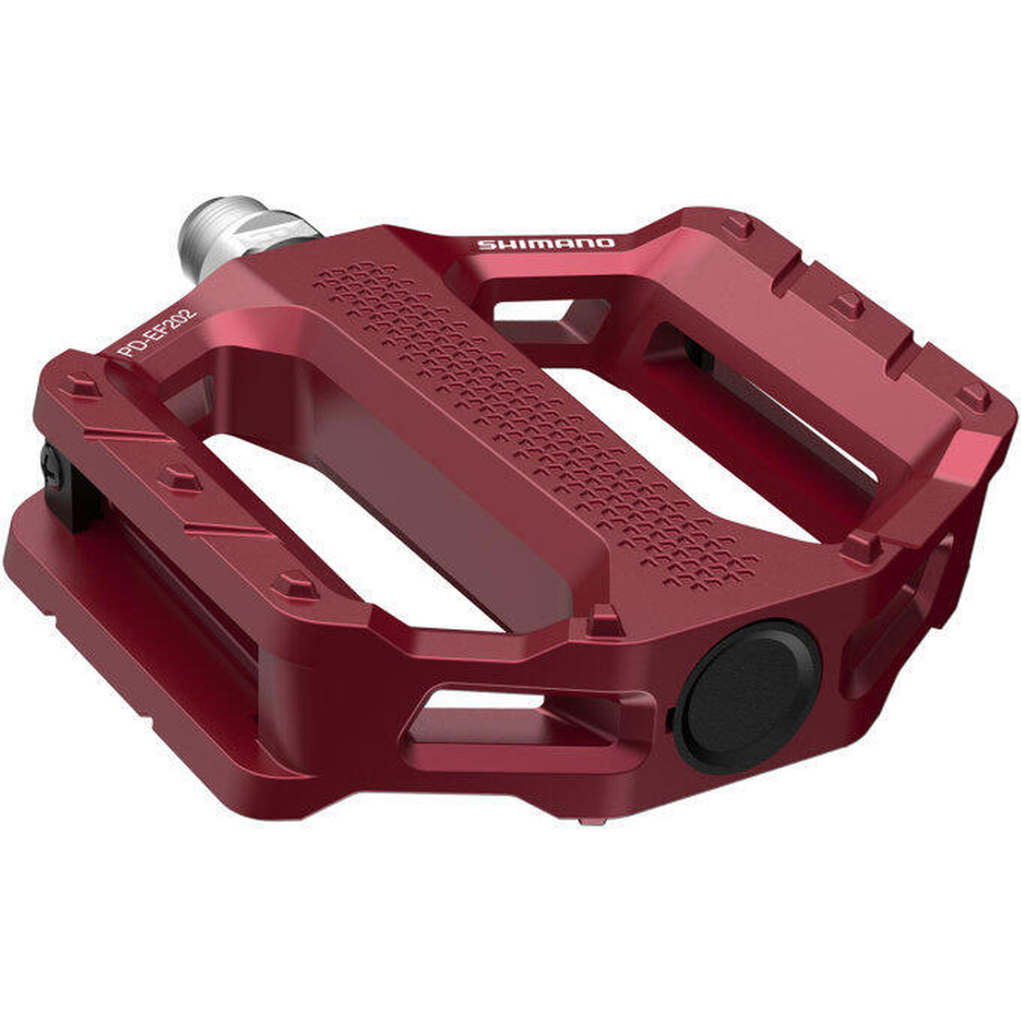 Set de Pédales Plates Shimano PD-EF202 en Rouge pour Cyclistes