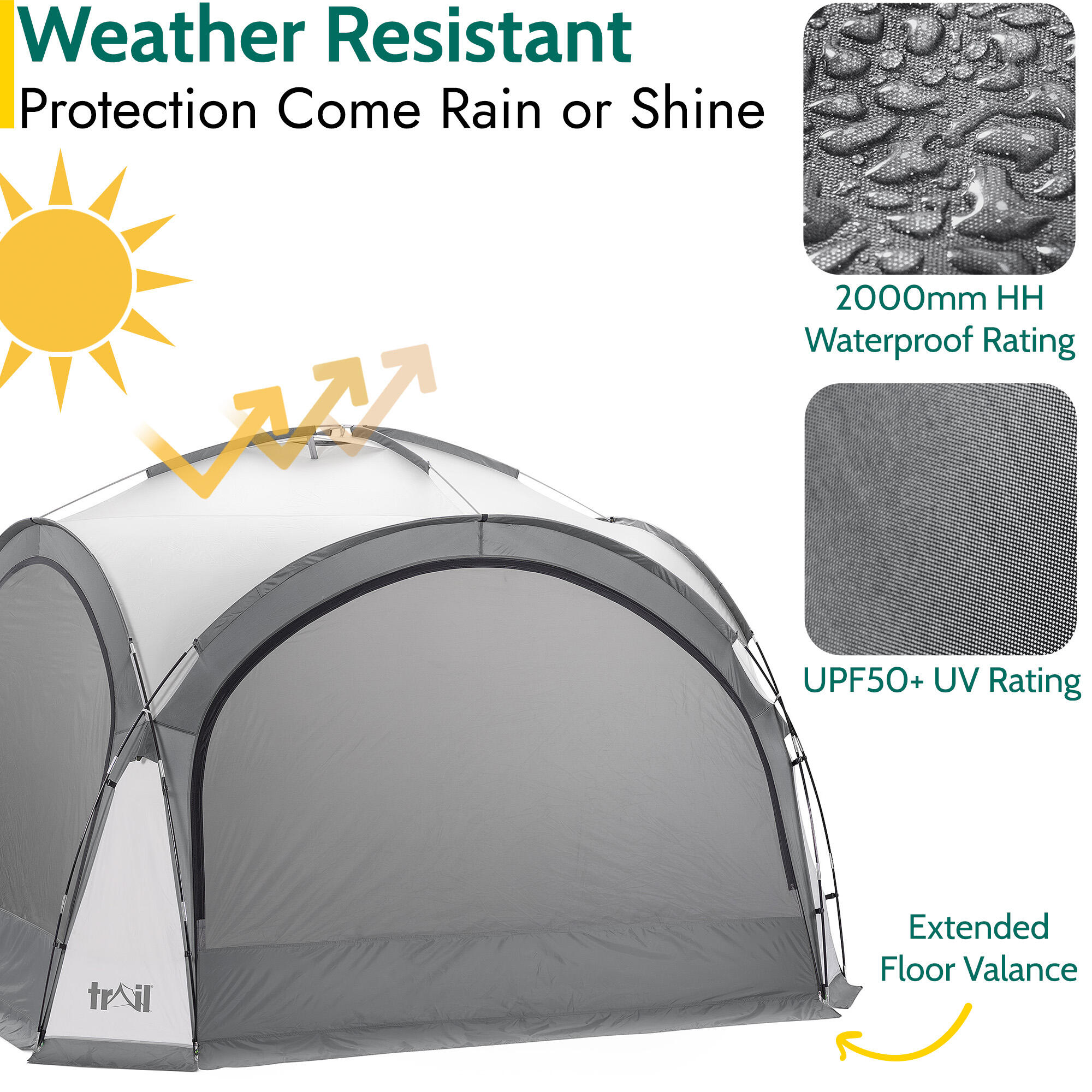 Dome Shelter with Sides Outdoor Event Camping Gazebo UV Waterproof 3.5m x 3.5m 5/7