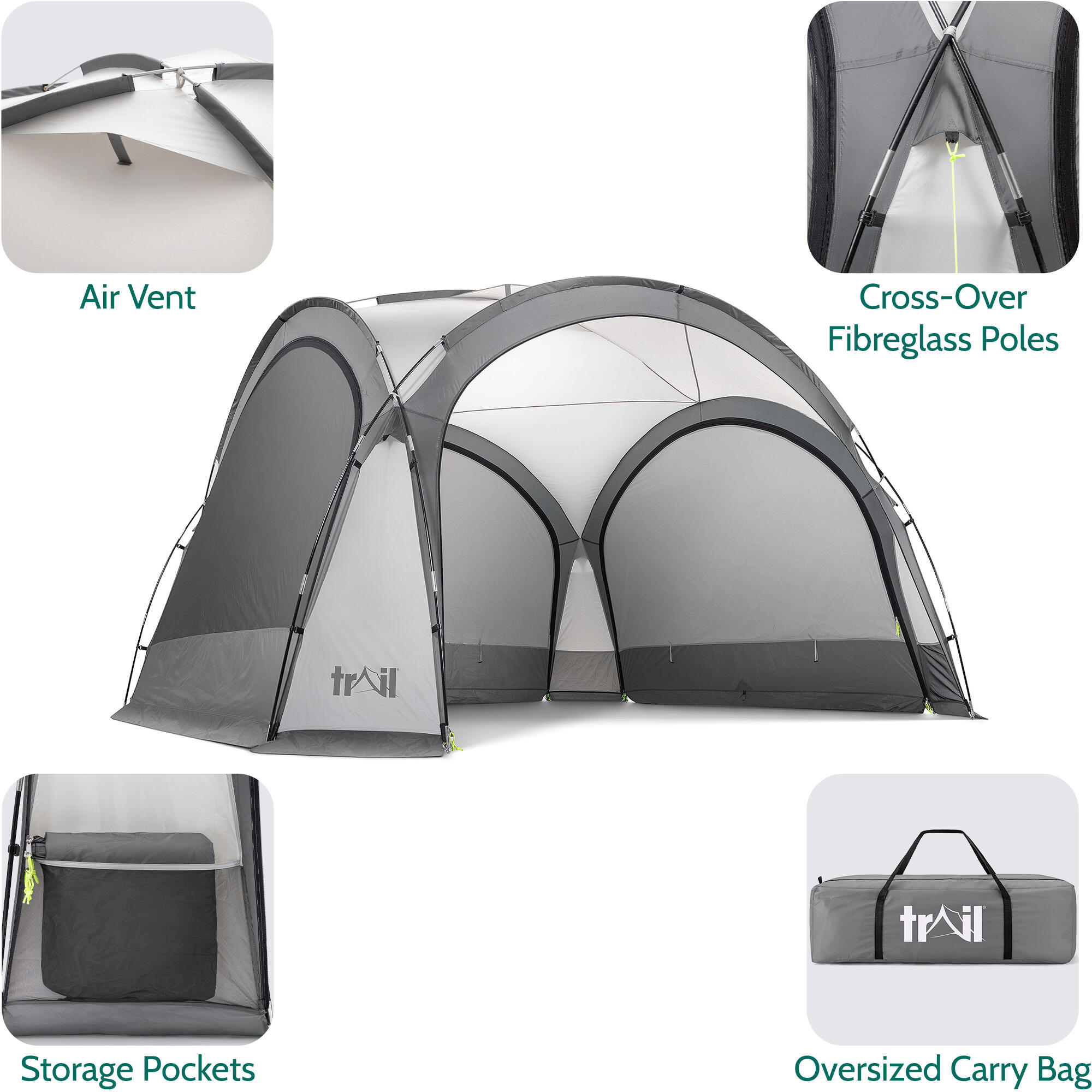 Dome Shelter with Sides Outdoor Event Camping Gazebo UV Waterproof 3.5m x 3.5m 6/7