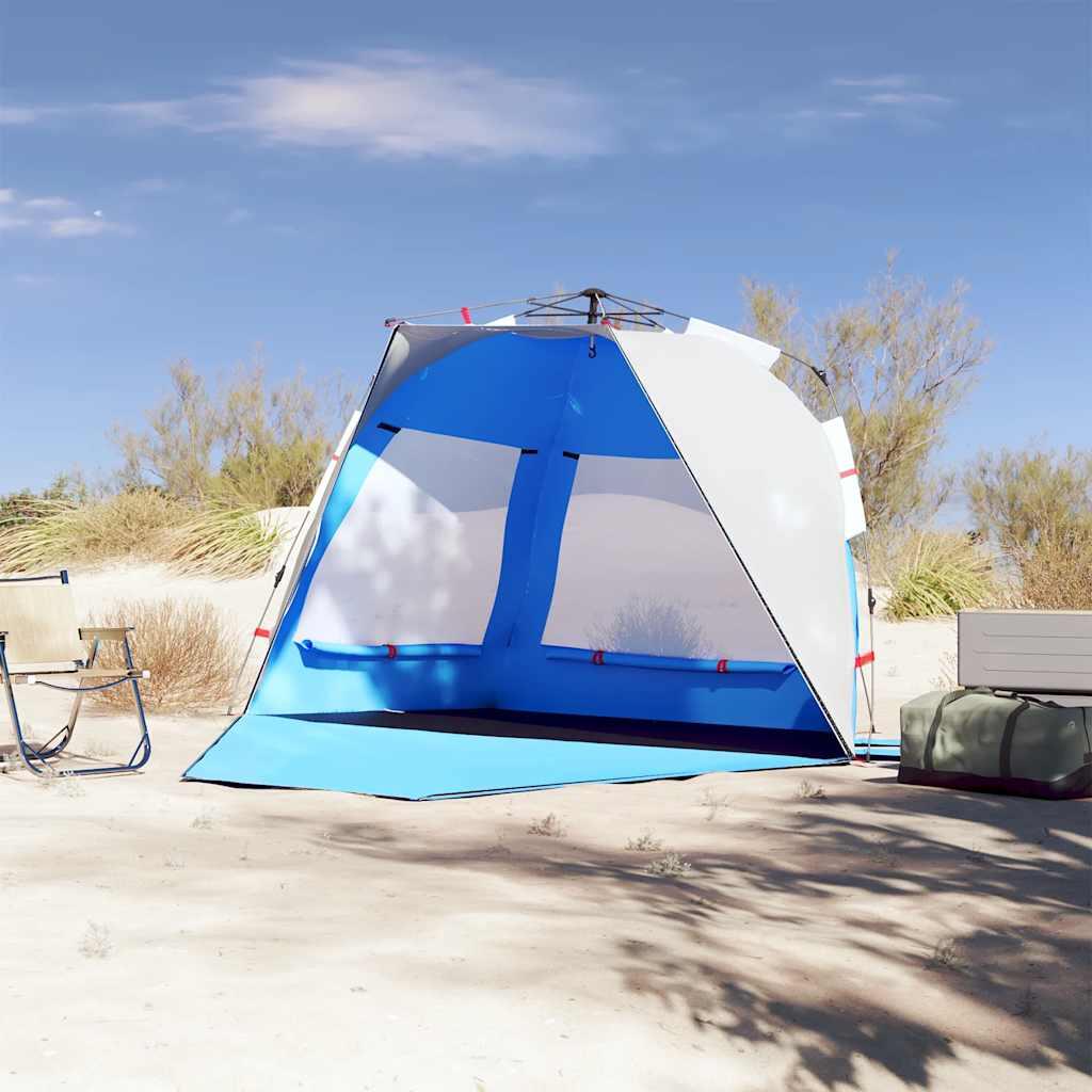 VidaXL Tente de plage 3 personnes imperméable montage rapide azur bleu 3/7