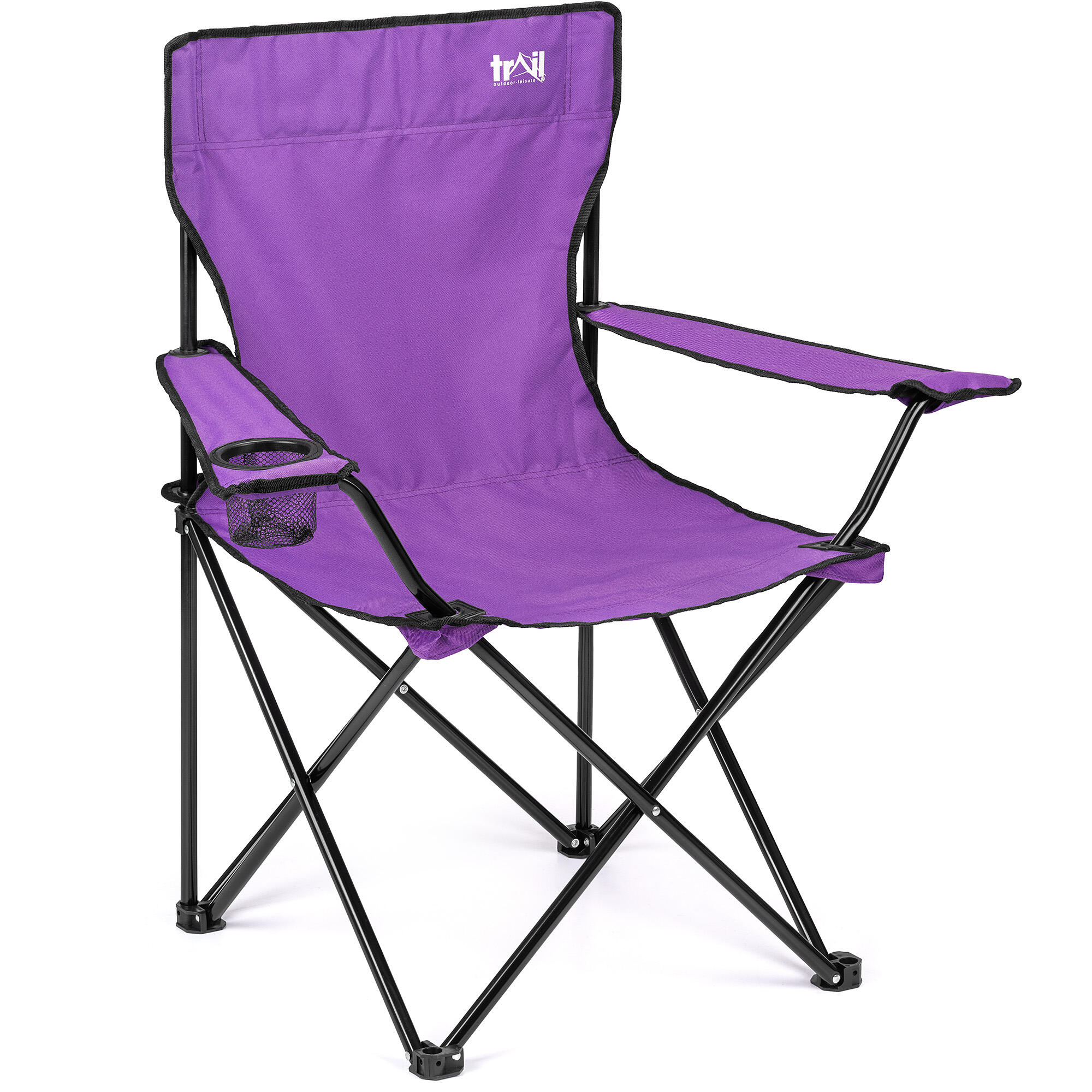 TRAIL OUTDOOR LEISURE Folding Camping Chair Lightweight Portable With Cup Holder Fishing Outdoor Trail