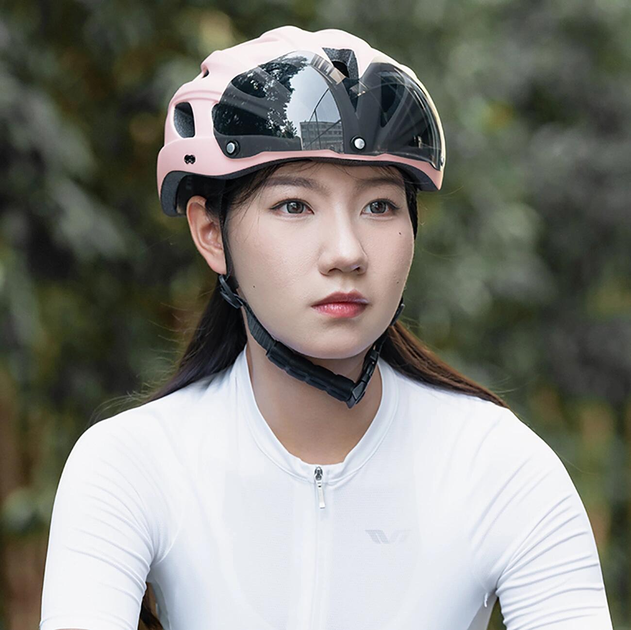Capacete de Bicicleta Rockbros com Viseira Unissex - Rosa 6/7