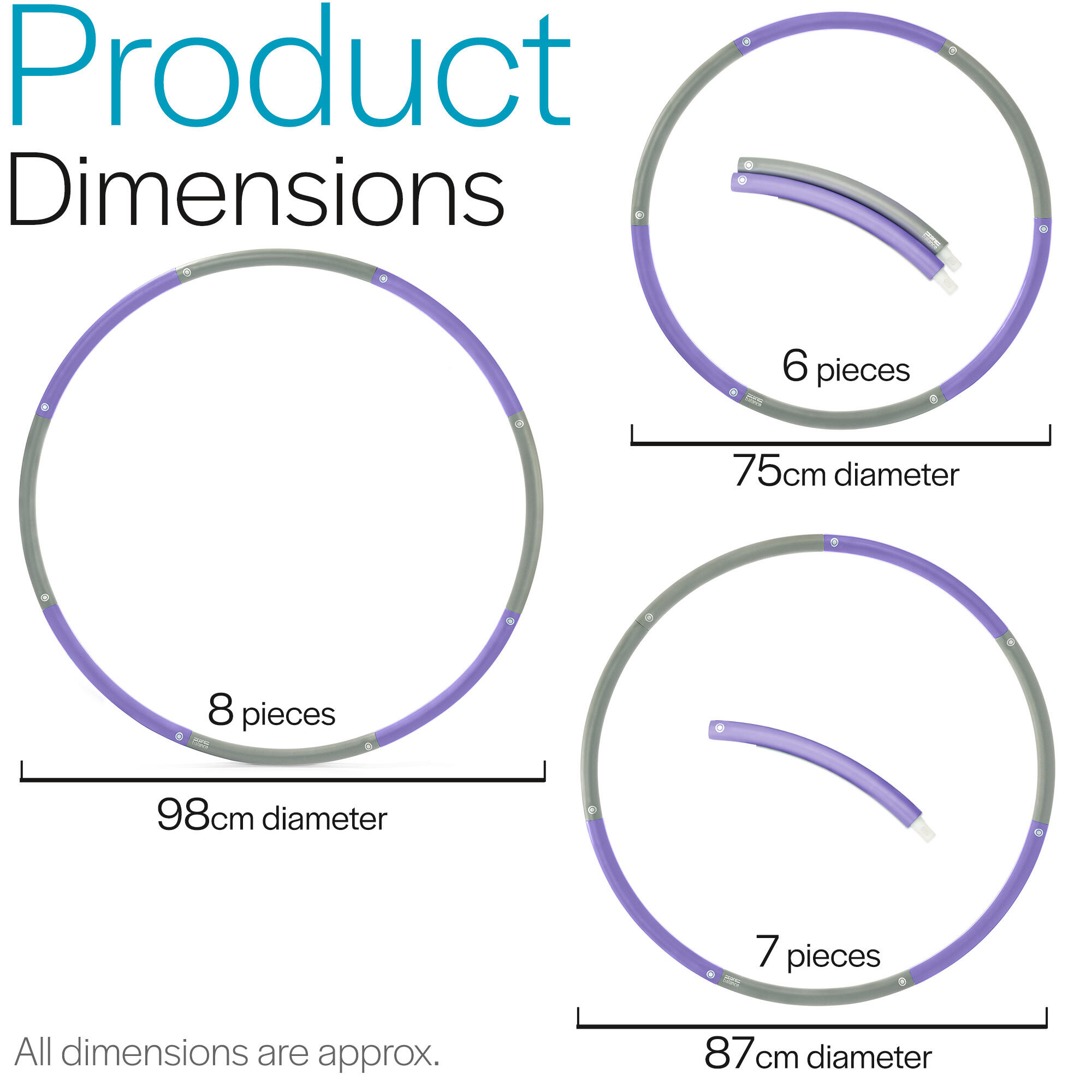 Weighted Hula Hoop Adjustable Padded Fitness Exercise 98cm