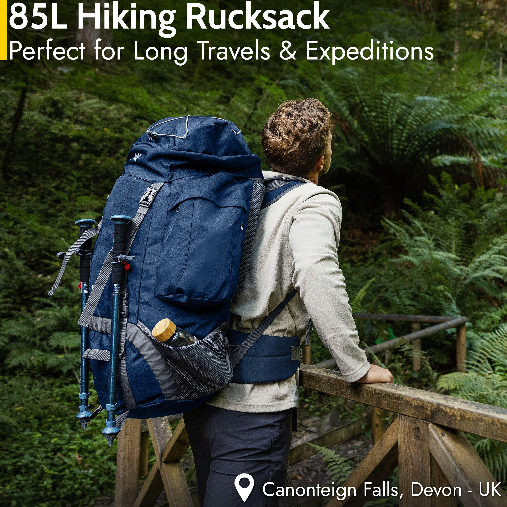 Trail Rucksack 65L 85L Camping Hiking Backpacking Padded Adjustable ...