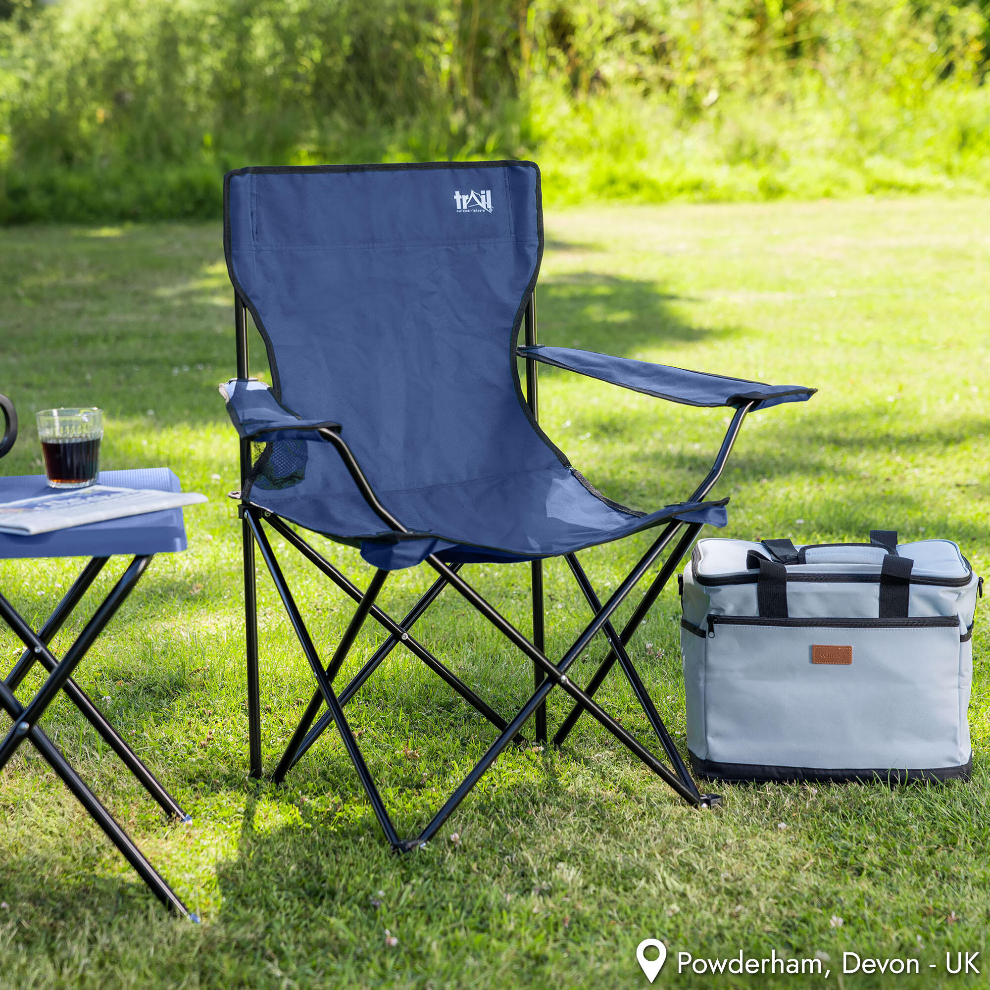 Folding Camping Chair Lightweight Portable With Cup Holder Fishing Outdoor Trail 2/7
