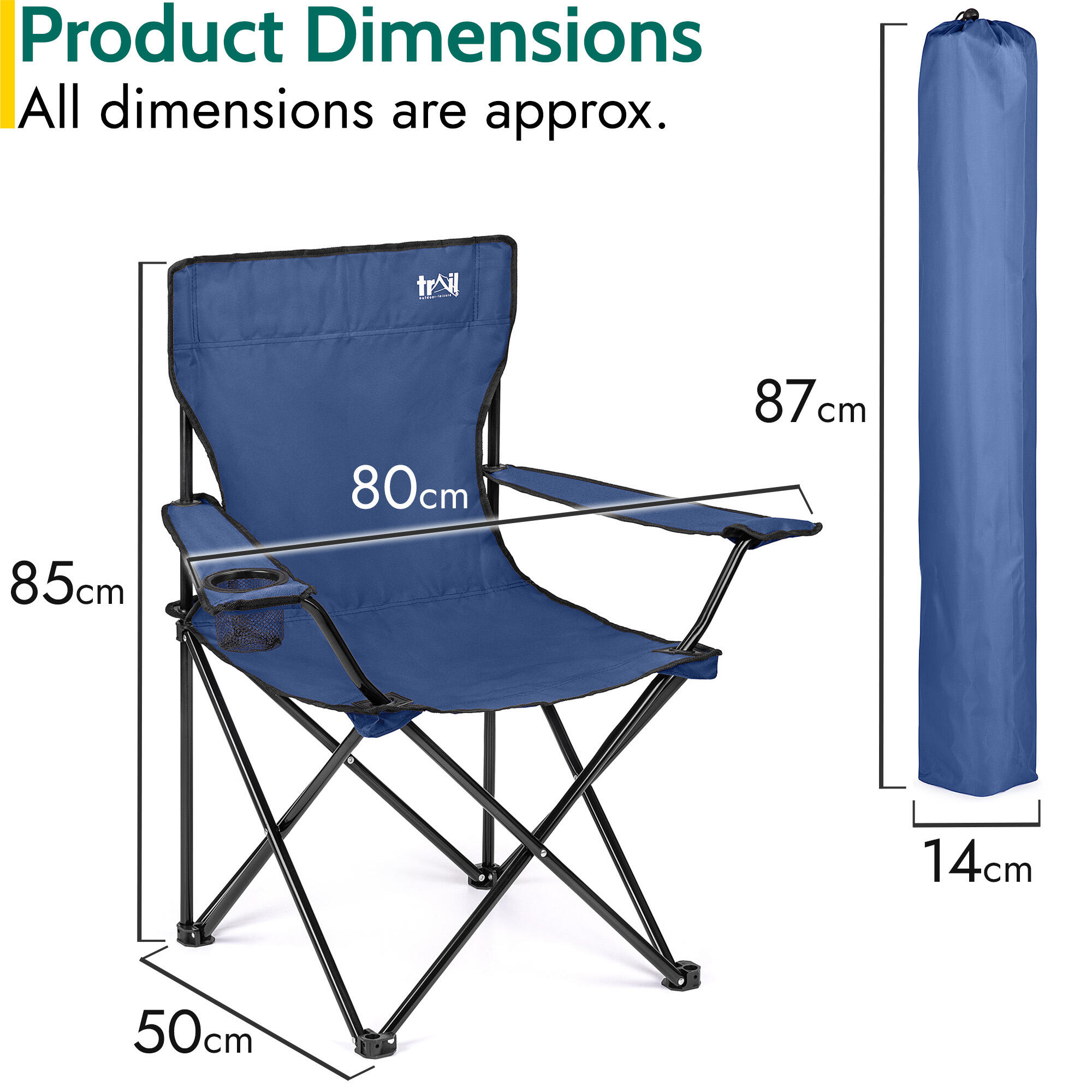 Folding Camping Chair Lightweight Portable With Cup Holder Fishing Outdoor Trail 7/7