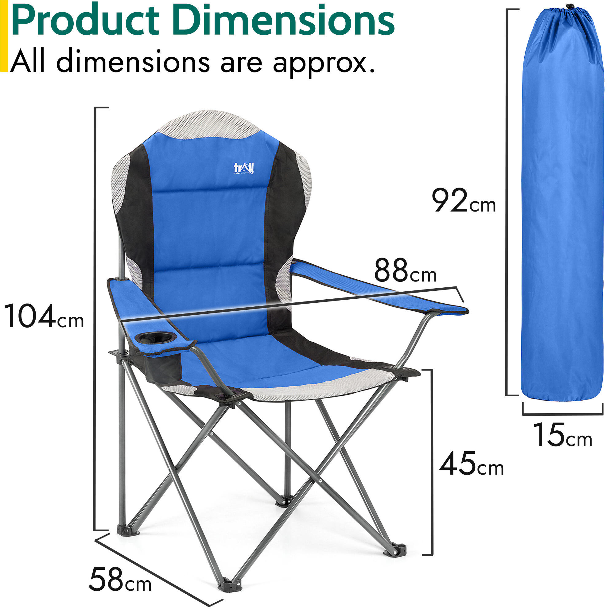 Folding Camping Chair Deluxe Padded High Back Portable Garden Fishing Trail 7/7