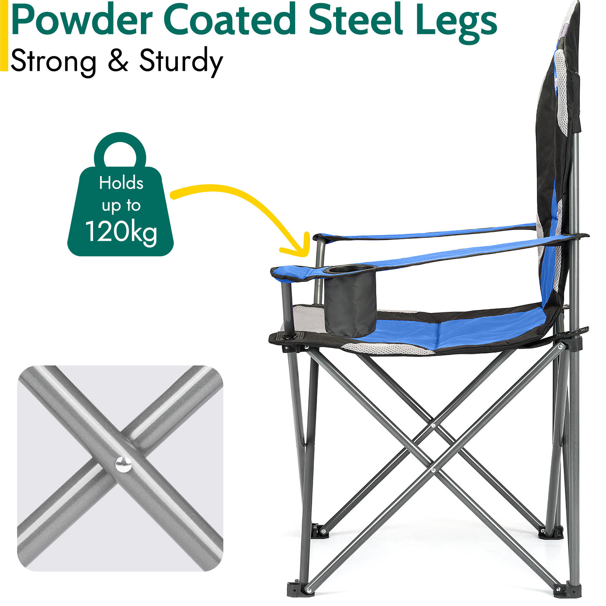 Folding Camping Chair Deluxe Padded High Back Portable Garden Fishing Trail 3/7