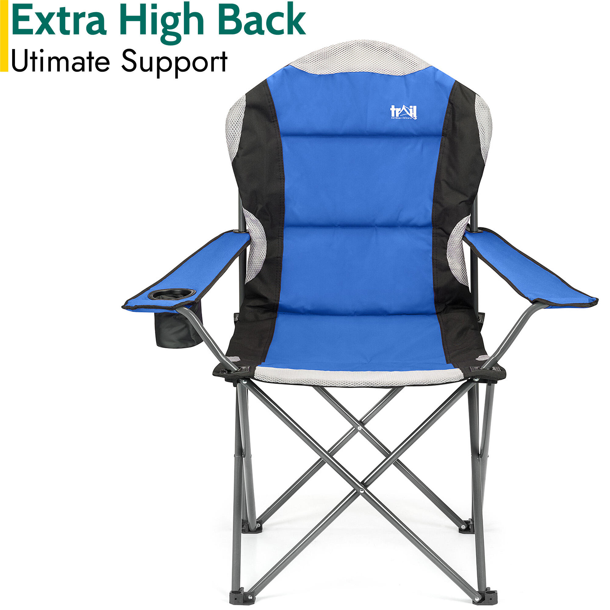 Folding Camping Chair Deluxe Padded High Back Portable Garden Fishing Trail 5/7