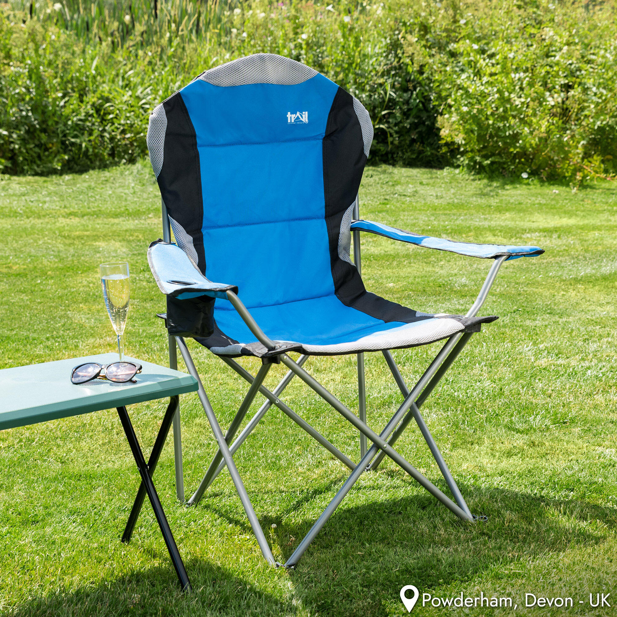 Folding Camping Chair Deluxe Padded High Back Portable Garden Fishing Trail 2/7