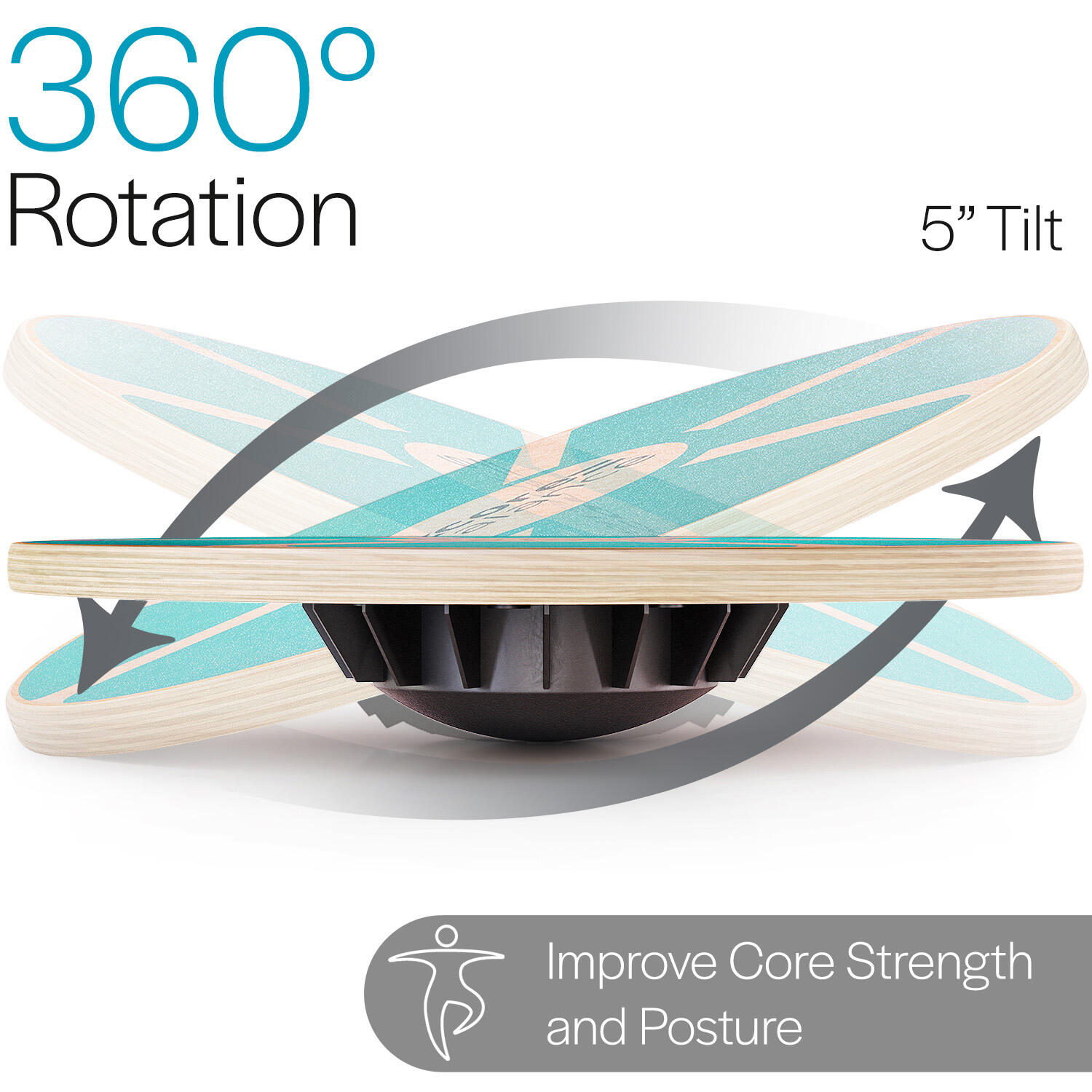 Wooden Balance Board Wobble Core Training Rehabilitation Fitness Aid Non Slip 3/6
