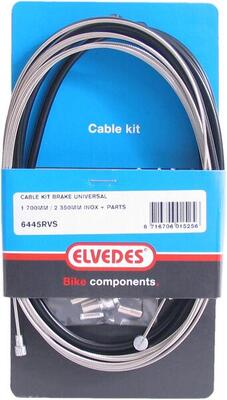 Universele remkabelkit 1700mm / 2350mm rvs - zwart
