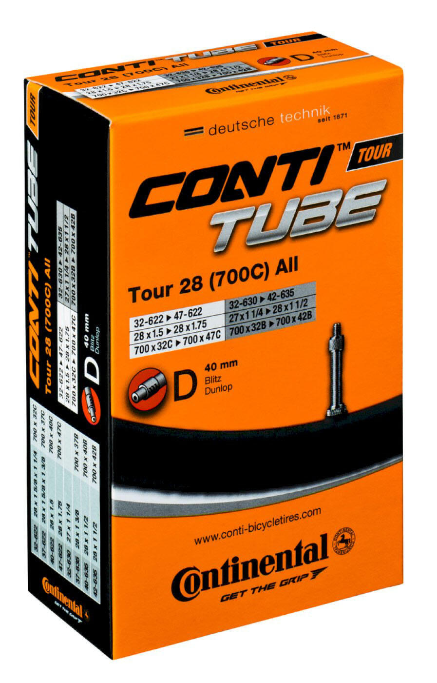 Continental Fahrradschlauch Tour 28 Zoll DV 40 mm 32/47-609/642 5/7