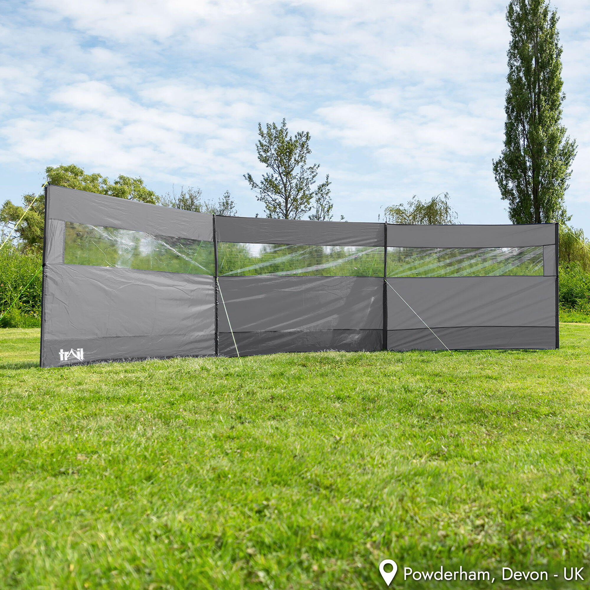 Trail 4 Pole Windbreak Steel Spike Windbreaker with PVC Window 5m x 1.4m 2/7