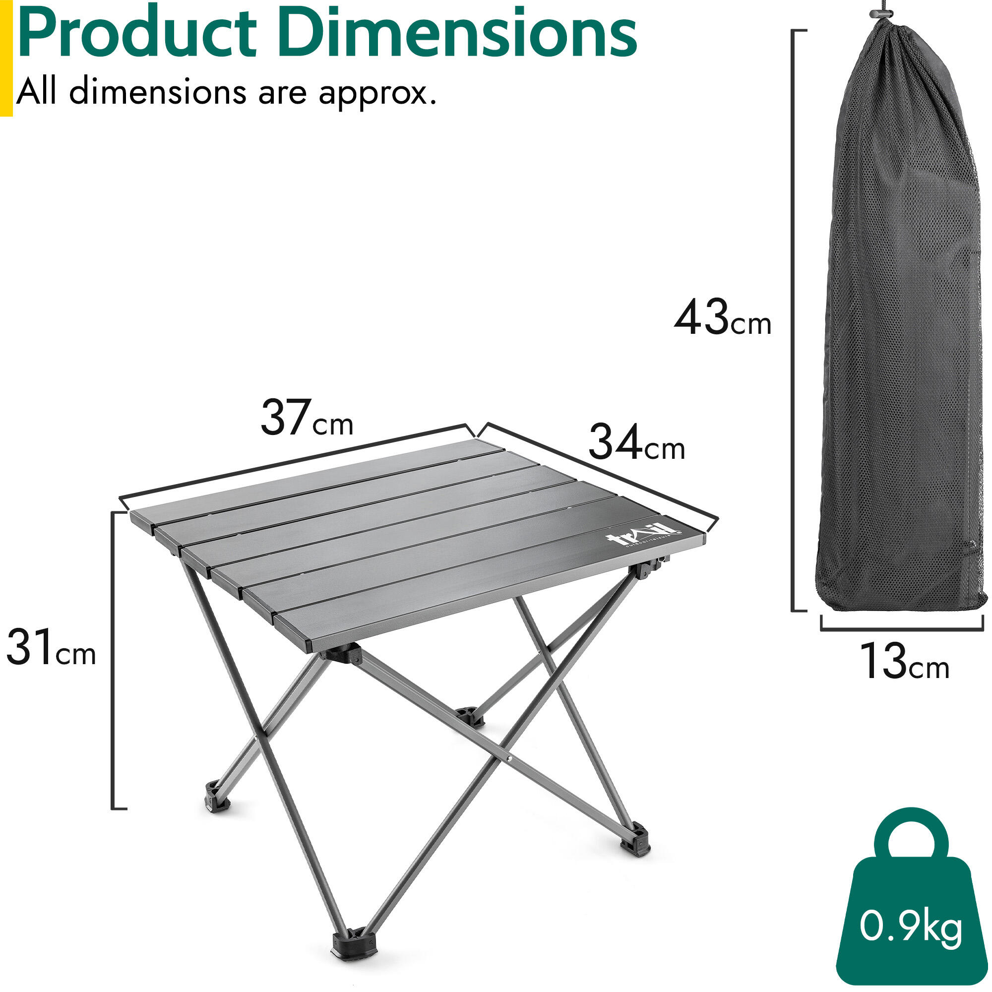 Trail Folding Camping Table Lightweight Aluminium Outdoor Garden Beach 3 Sizes 7/7