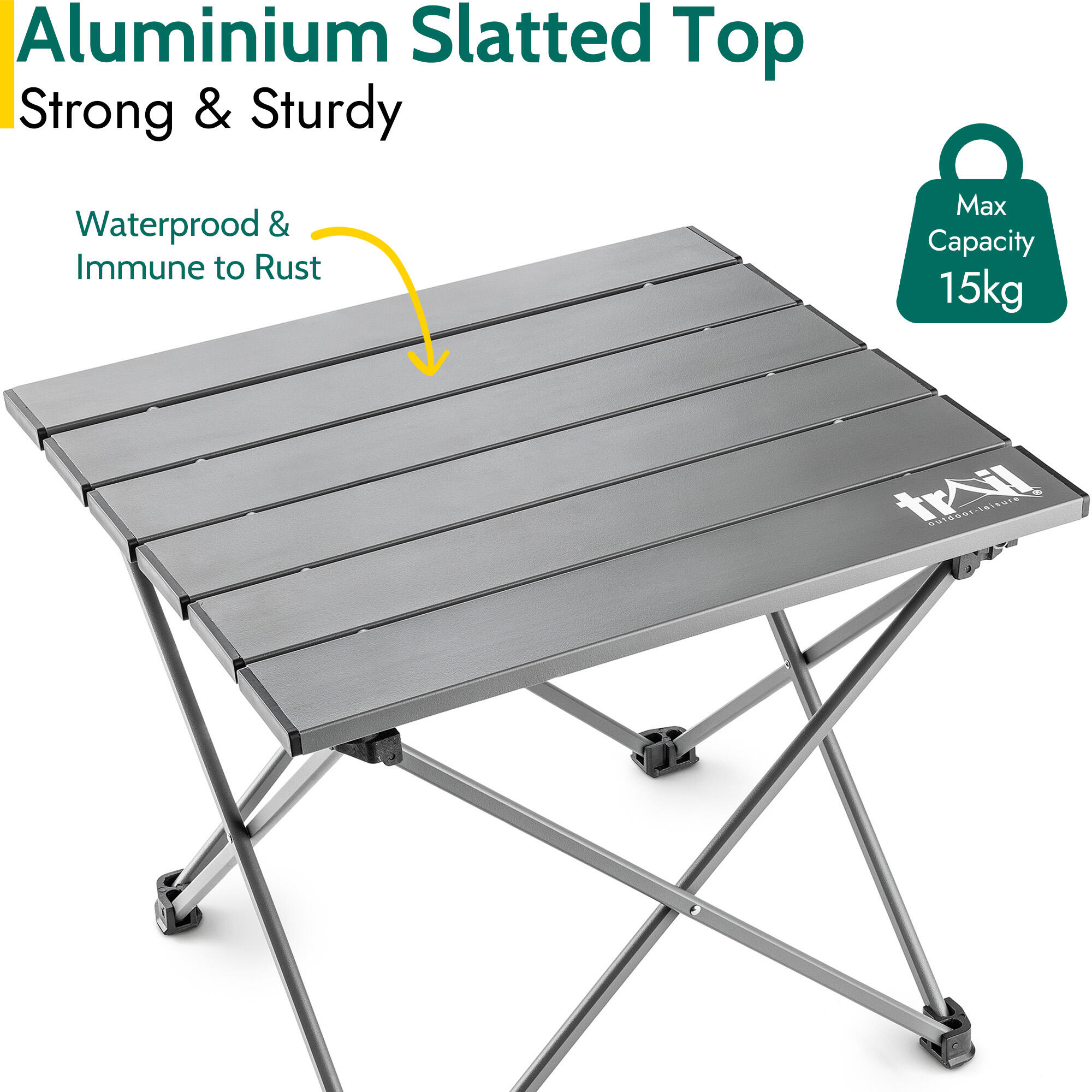 Trail Folding Camping Table Lightweight Aluminium Outdoor Garden Beach 3 Sizes 3/7