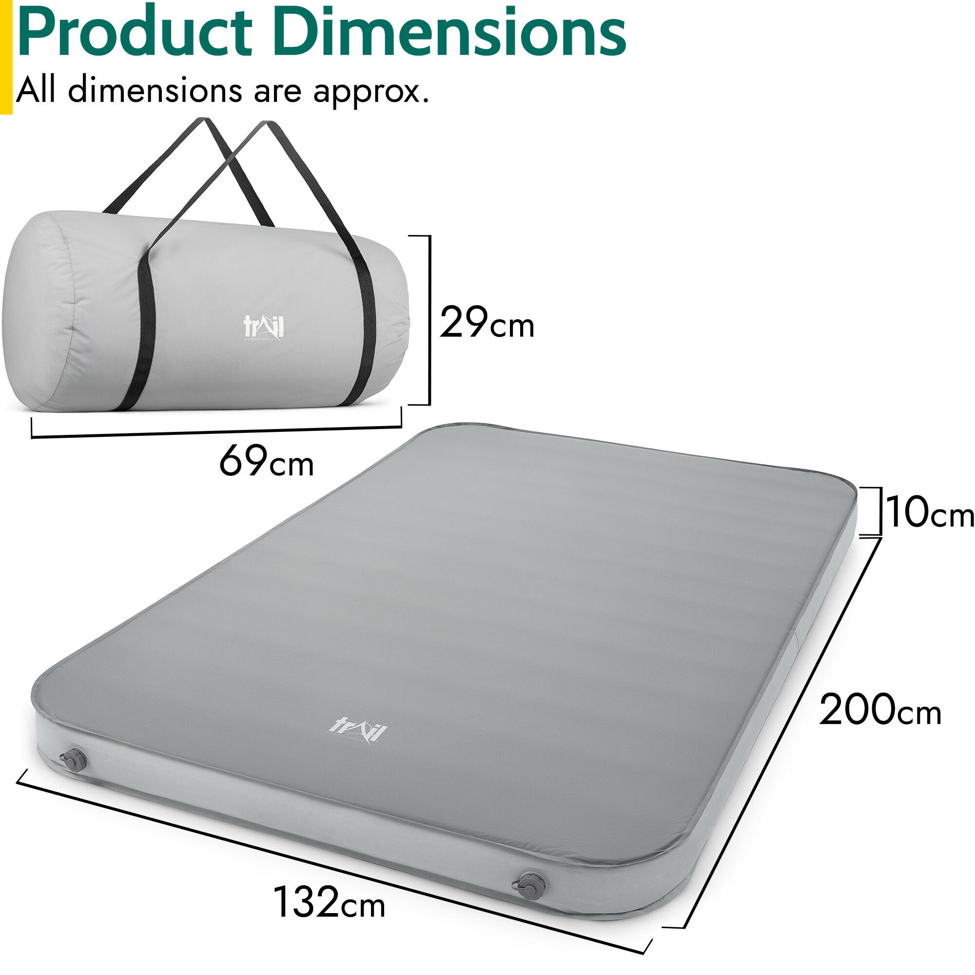 Double Camping Mat Self Inflating Luxury Memory Foam Box Wall Air Mattress 7/7