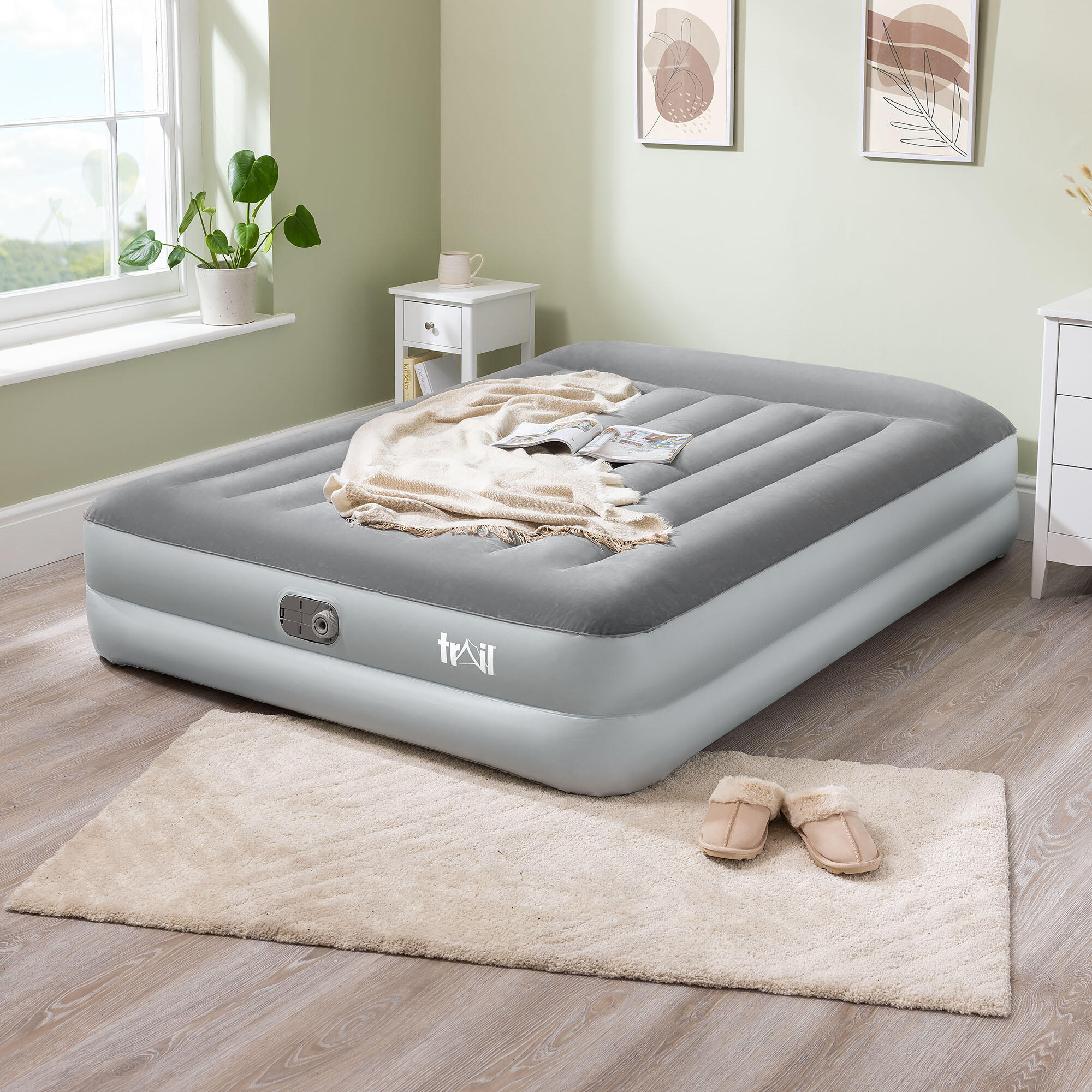 Airbed Mattress Aerobed Built In Pump Intex Headboard 18