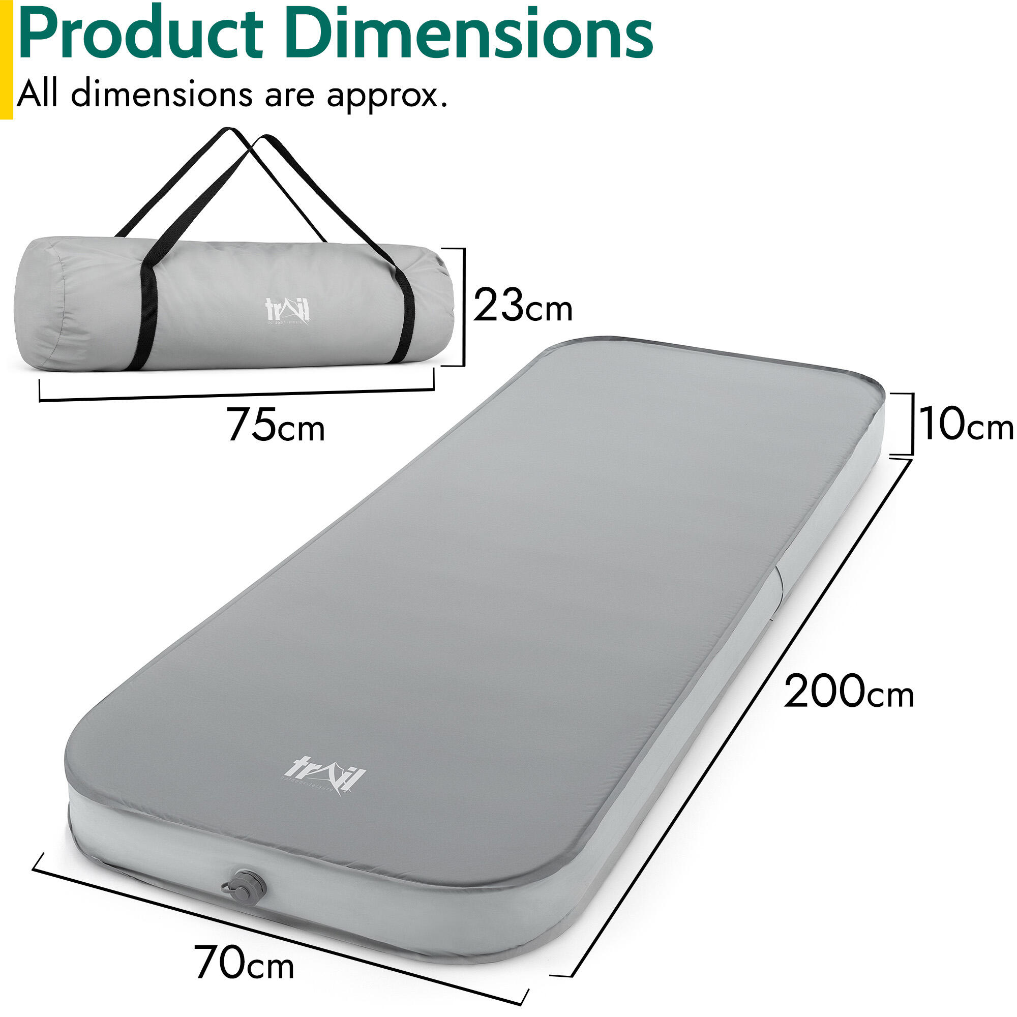 Self Inflating Camping Mat Luxury Memory Foam Box Wall Air Mattress with Bag 6/6
